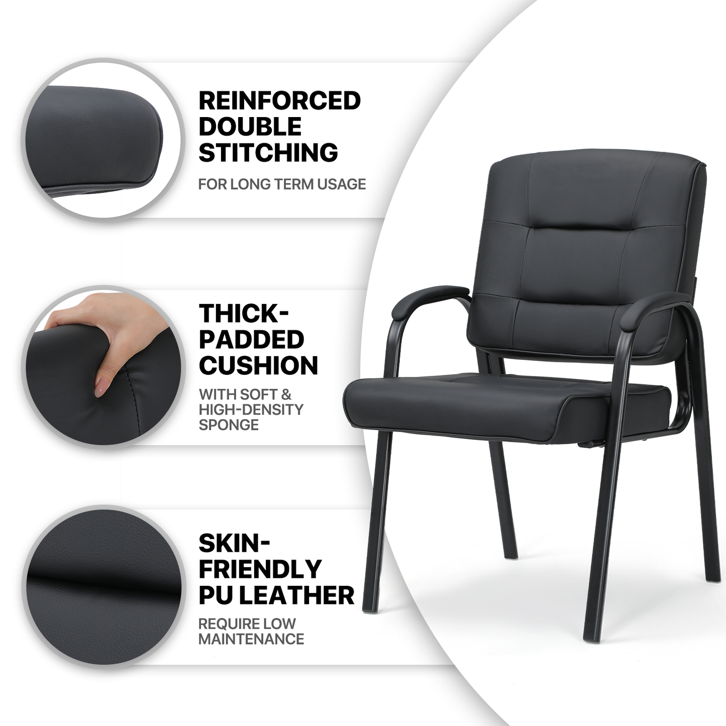 2 pcs Reception Chair 330 lbs Capacity - (L)23.5in. (W)25.0in. (H)36.5in.