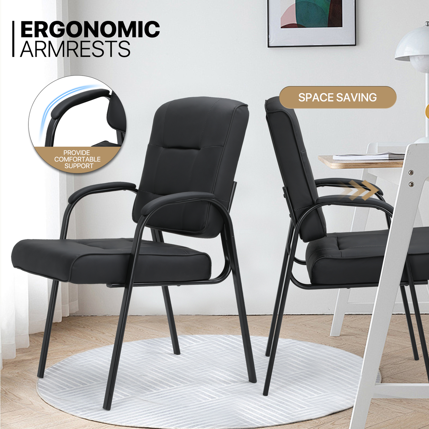 2 pcs Reception Chair 330 lbs Capacity - (L)23.5in. (W)25.0in. (H)36.5in.