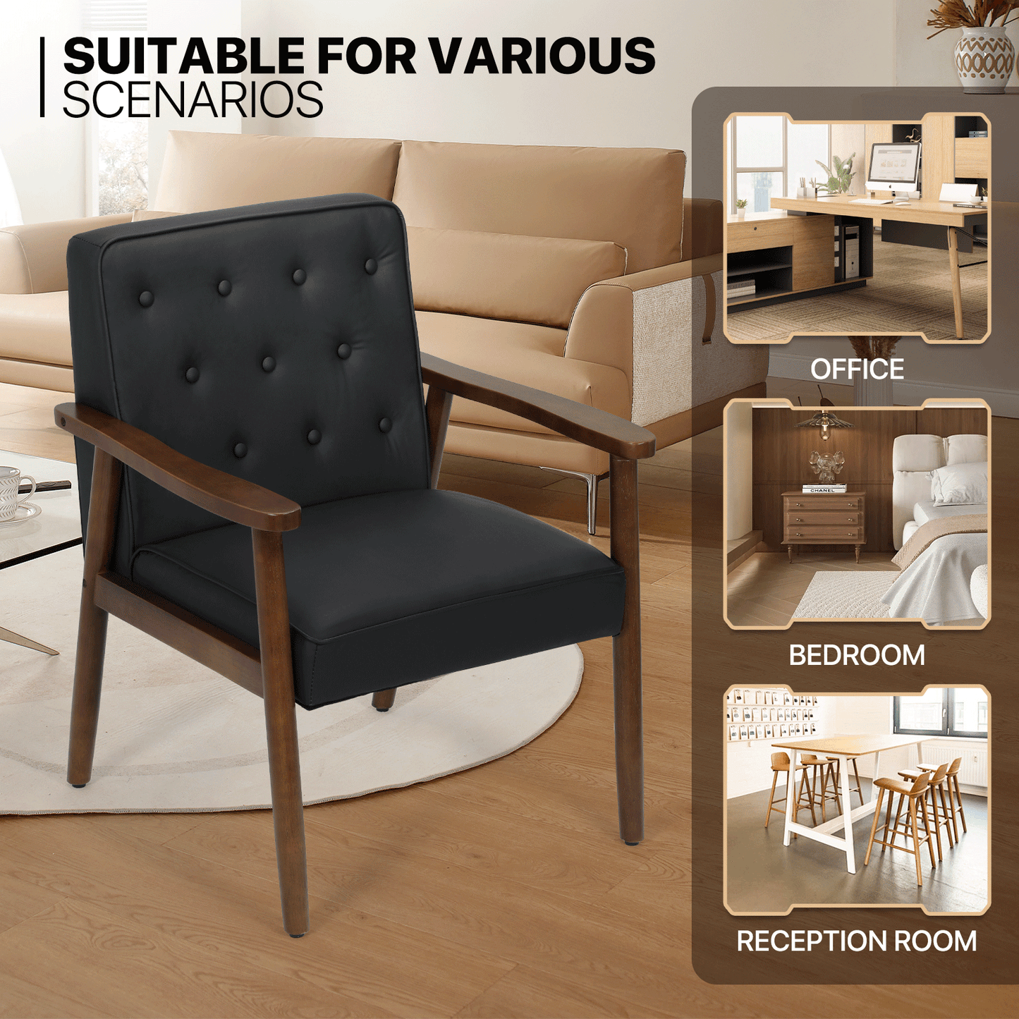 2 pcs Reception Chair 440 lbs Capacity - (L)26.5in. (W)25.0in. (H)33.0in.