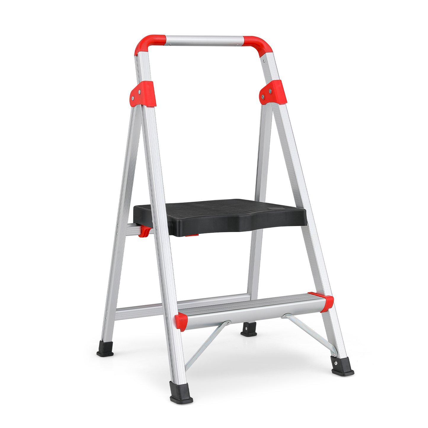 Step Ladder-2 Step-32"Height - Silver ,with Anti-Slip Step  - Aluminum+PP