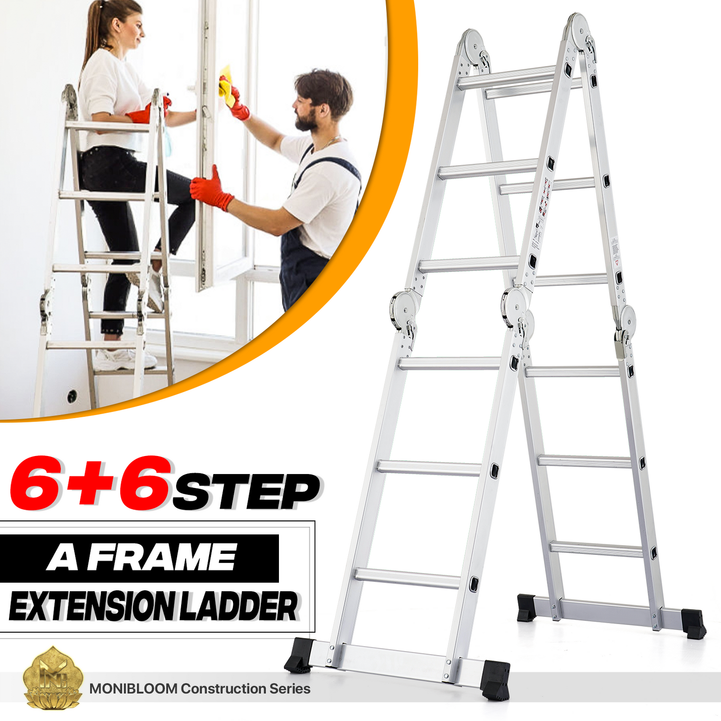 Multi Position Folding Ladder-144“ Total Length ,Aluminum Extension Ladder