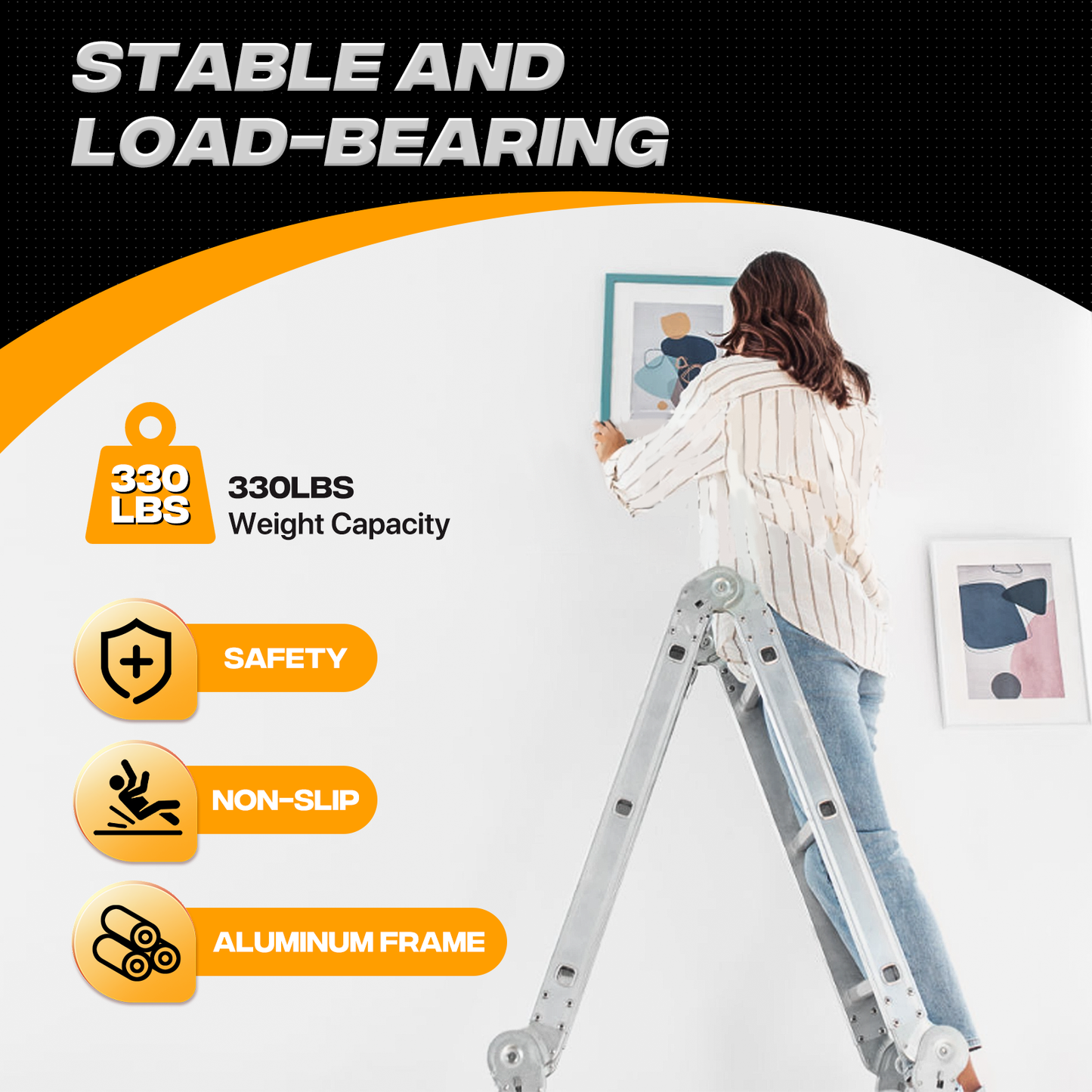 Multi Position Folding Ladder-144“ Total Length ,Aluminum Extension Ladder