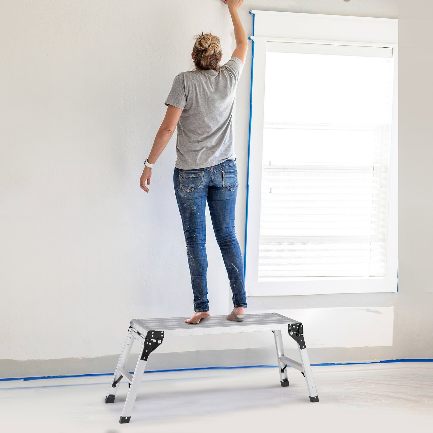 Step Ladder Heavy Duty Foldable Platform -52" Length - Aluminum+PP