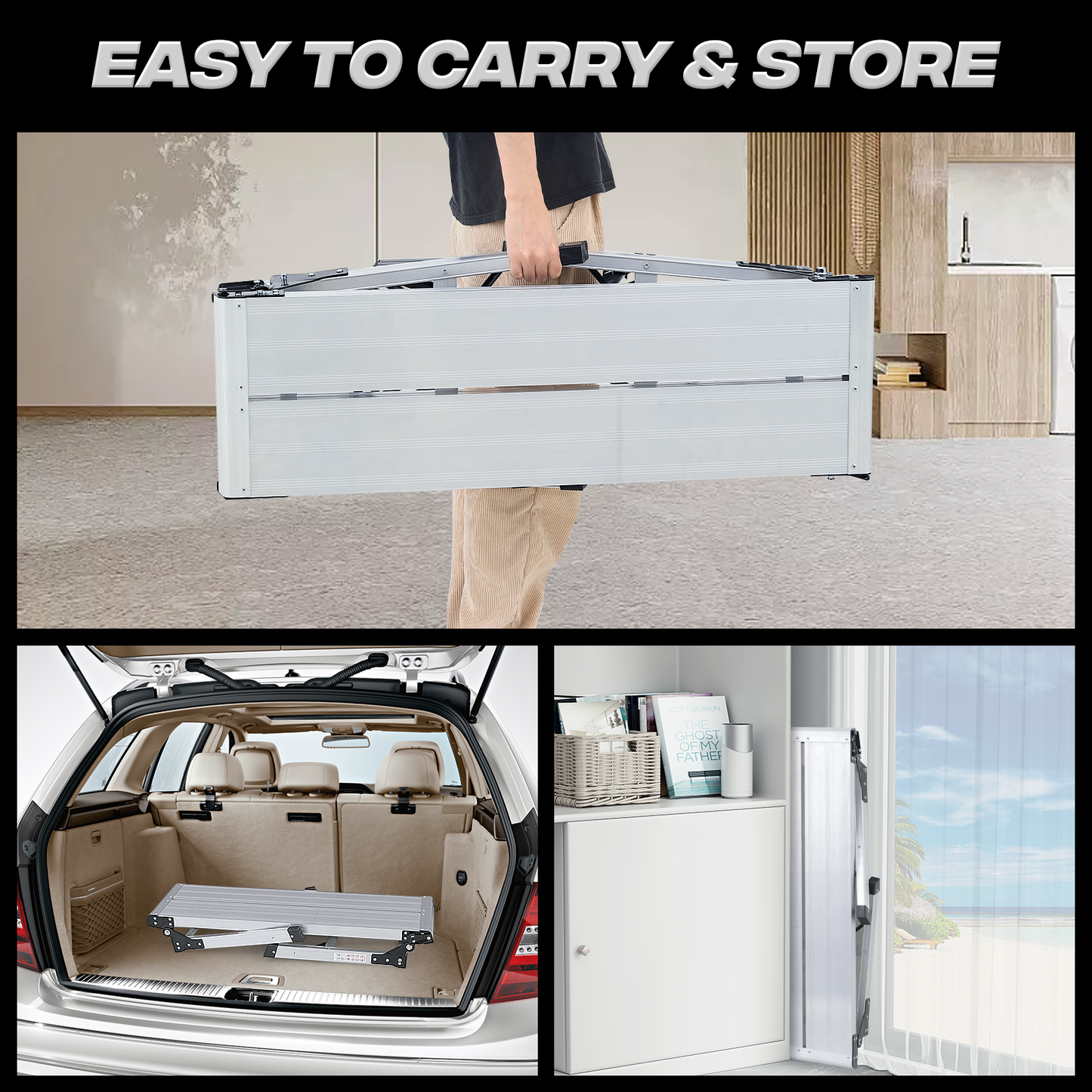 Step Ladder Heavy Duty Foldable Platform -52" Length - Aluminum+PP