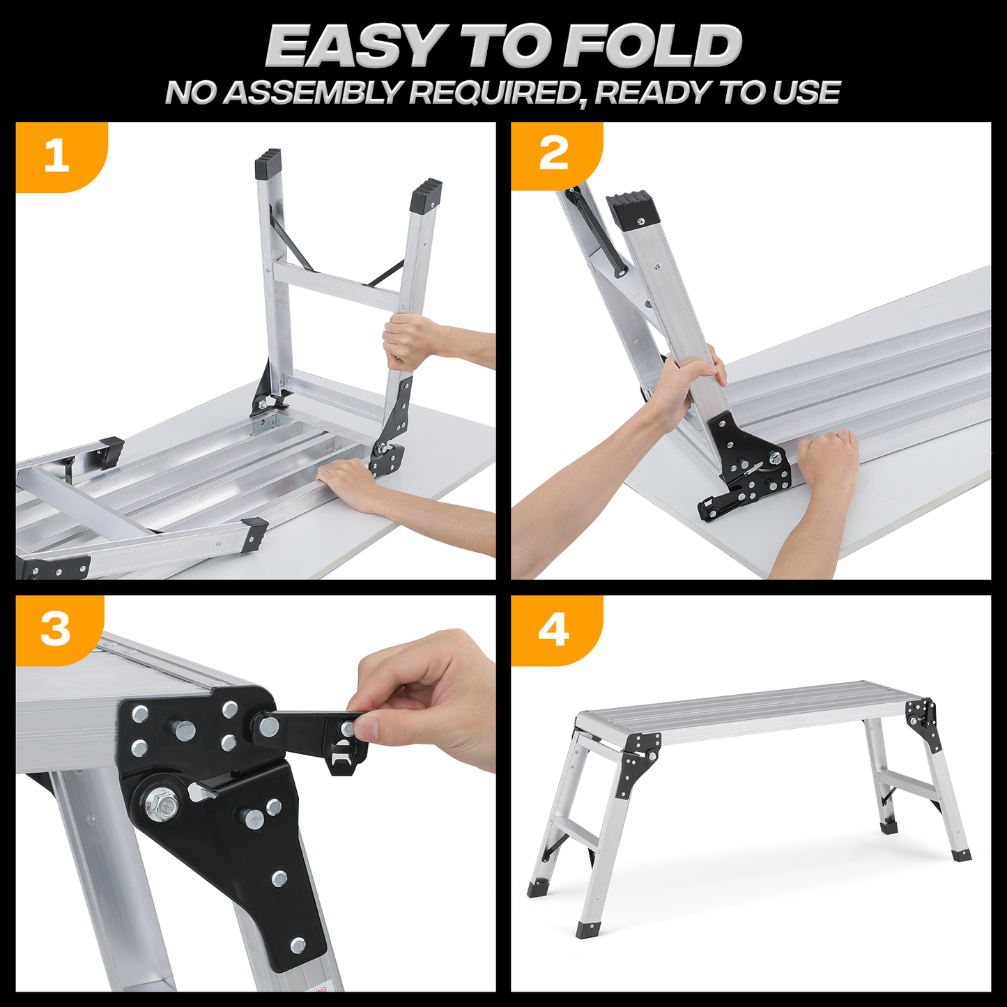 Step Ladder Heavy Duty Foldable Platform -52" Length - Aluminum+PP