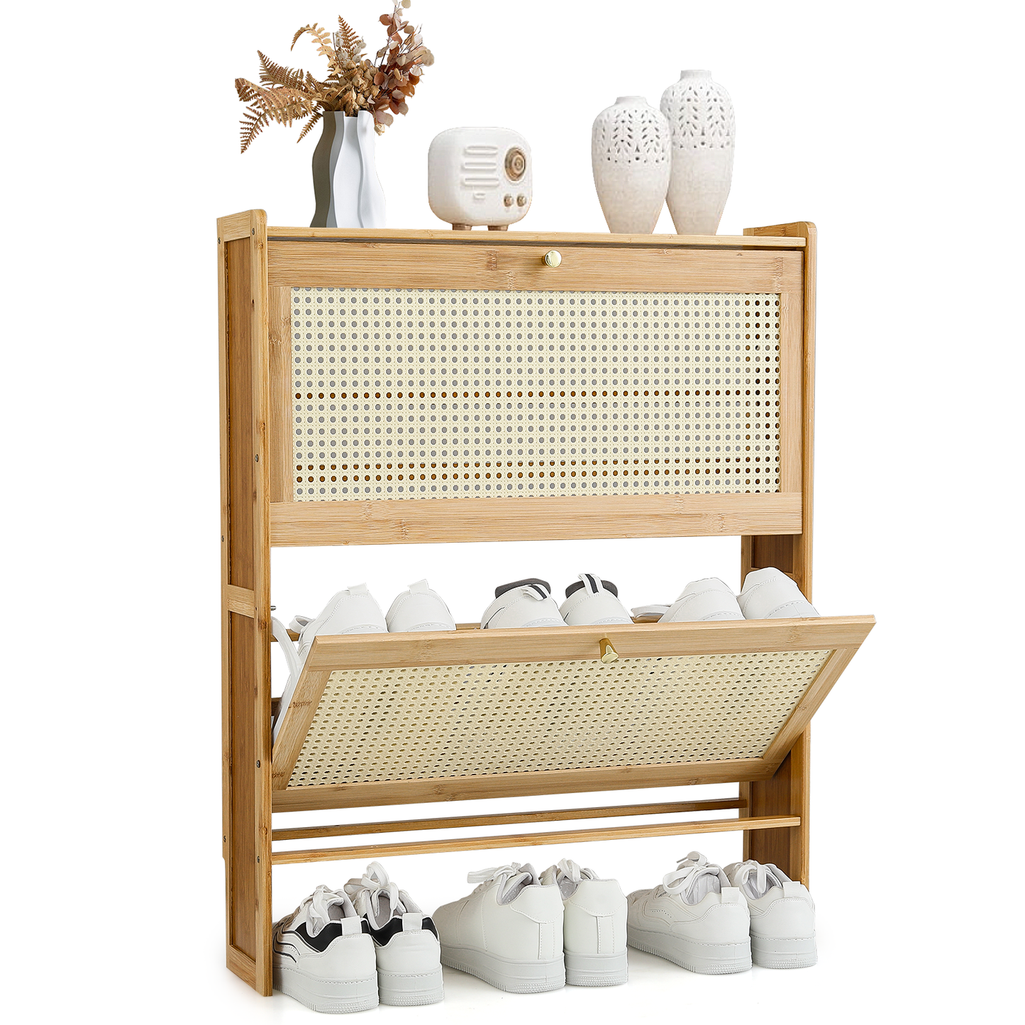 Thin Shoe Storage 30 lbs Capacity - 4 Tiers - (L)27.0in. (W)7.0in. (H)34.0in.