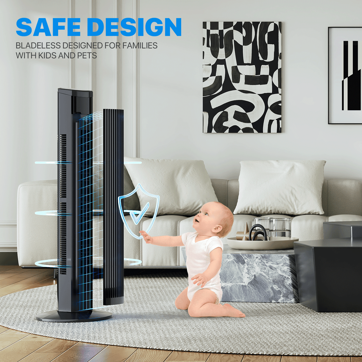 38" Tower Fan - 8 Speeds 4 Modes - Room Temperature Display