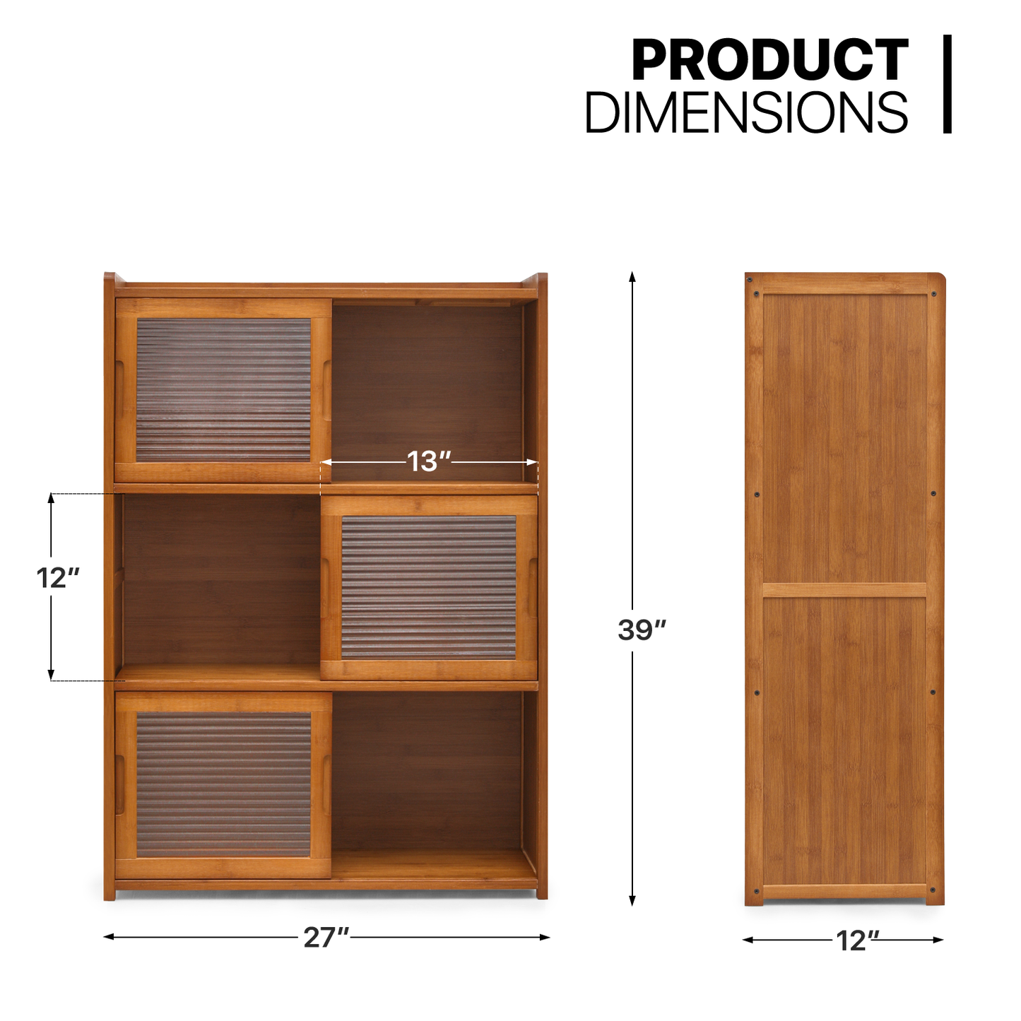 27" Bookshelf - 39''Height - 3 Tiers - Brown