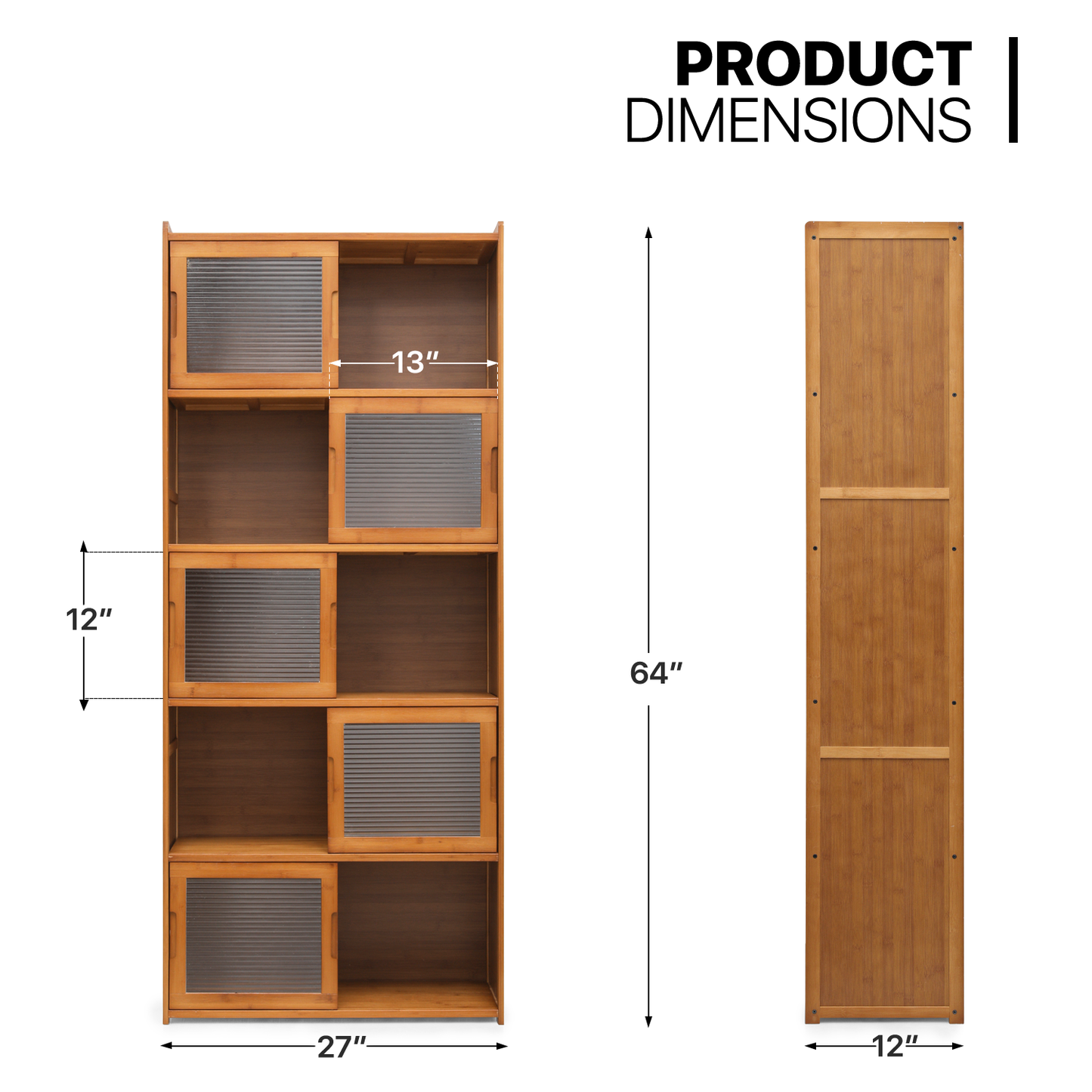 27" Bookshelf - 64''Height - 5 Tiers - Brown