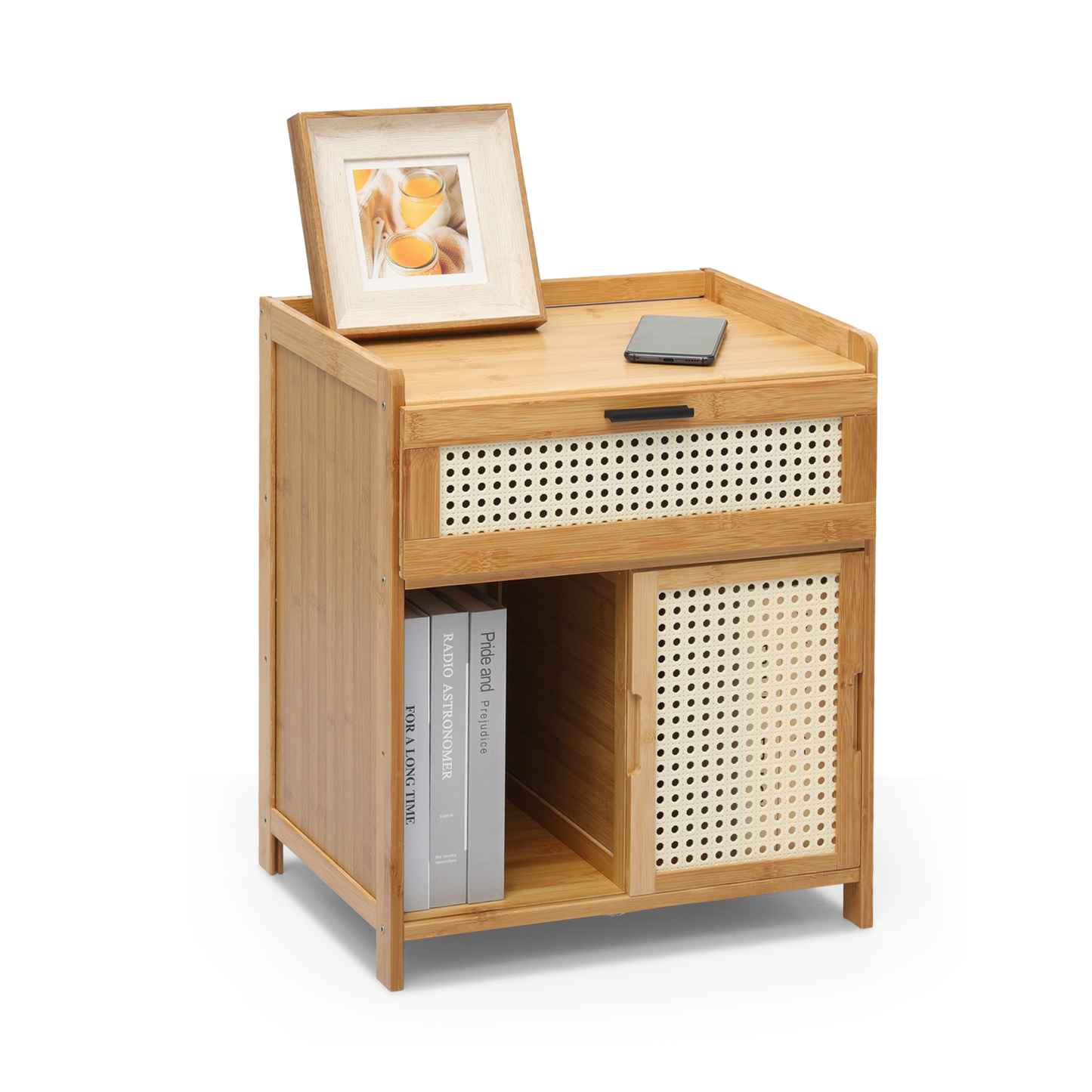 17" Bedside Table / Nightstand - 1 drawer 1 door - Natural