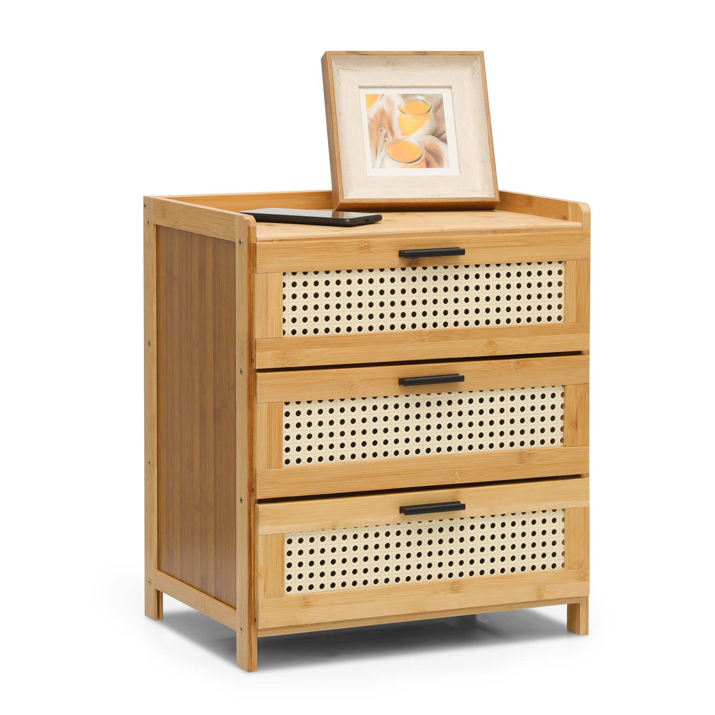 17" Bedside Table / Nightstand - 3 drawers - Natural