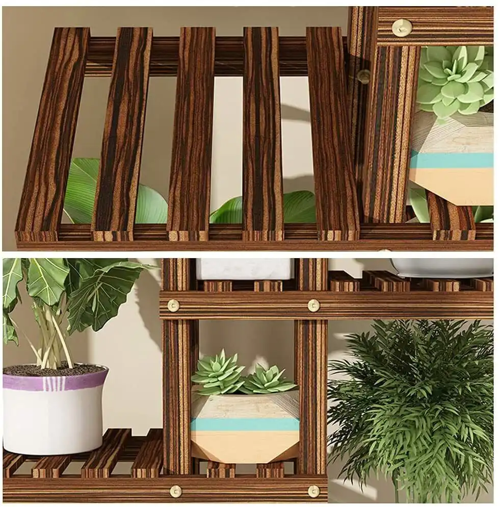 Pine Wood Rolling Plant Stand Multiple-use