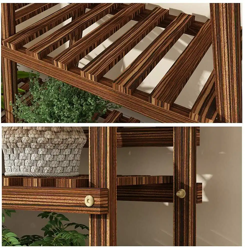 Pine Wood Rolling Plant Stand Multiple-use