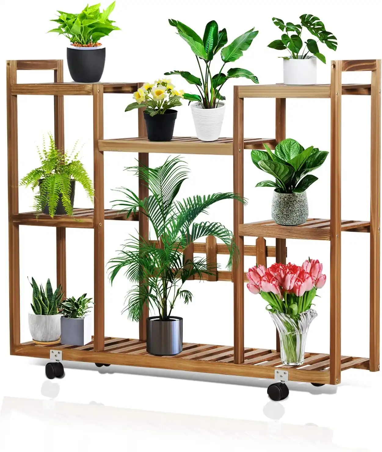 Multi-Tier Wood Plant Stand Shelf - Brown