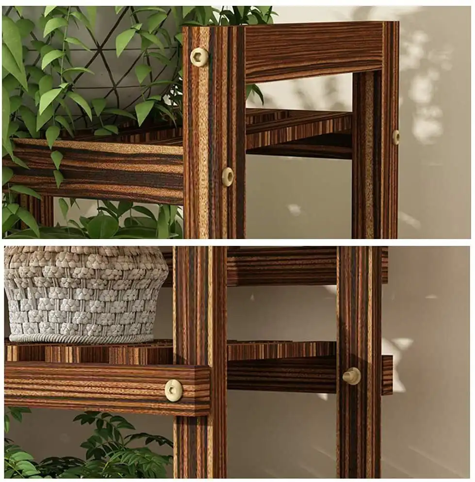 Set of 3 Pine Wood Plant Stand