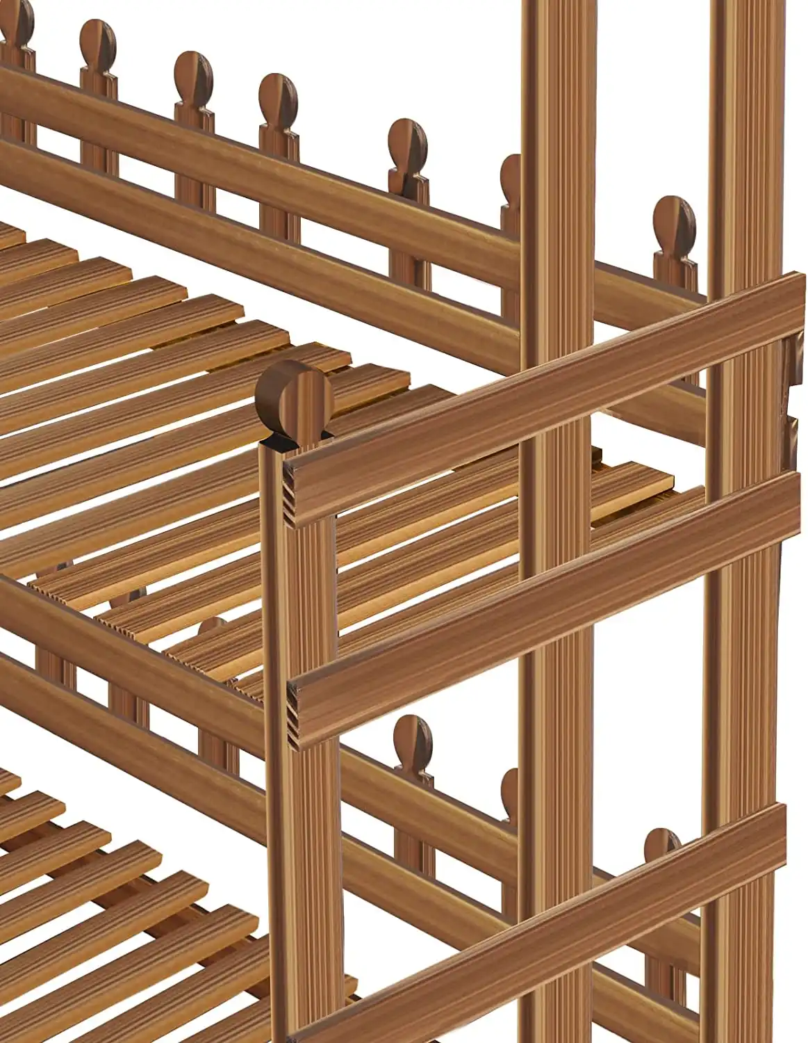 4-Tier Carbonized Wooden Rolling Plant Rack