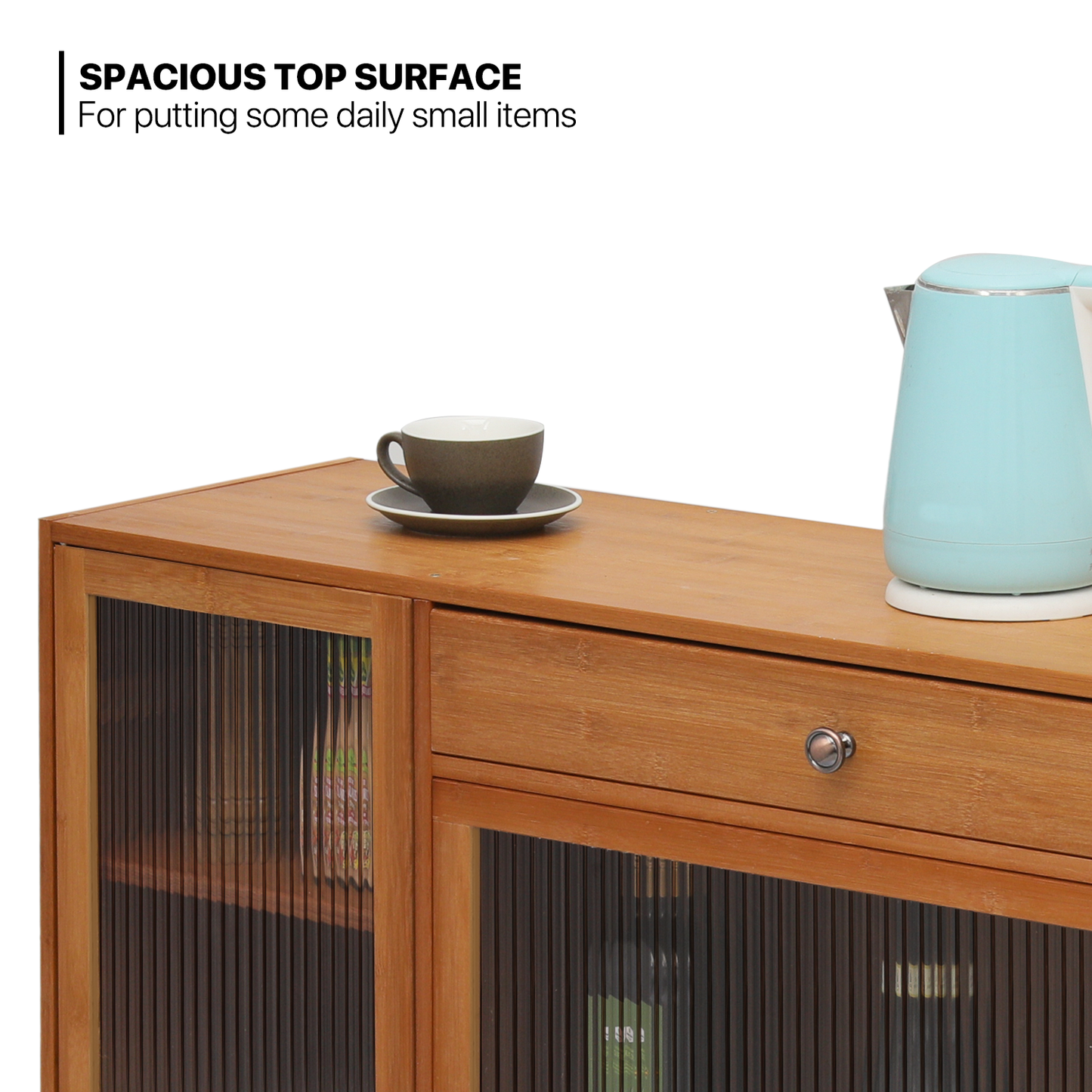 53" Sideboard - 34''Height - 3 Tiers 4 Doors - Brown