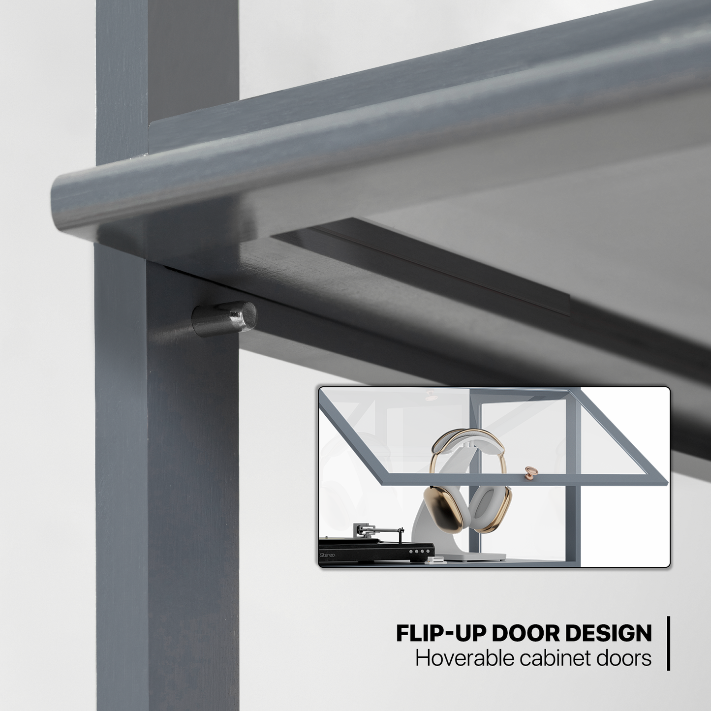 23" Filp Up Acrylic Door Showcase - 55''Height - 4 Tiers - Grey