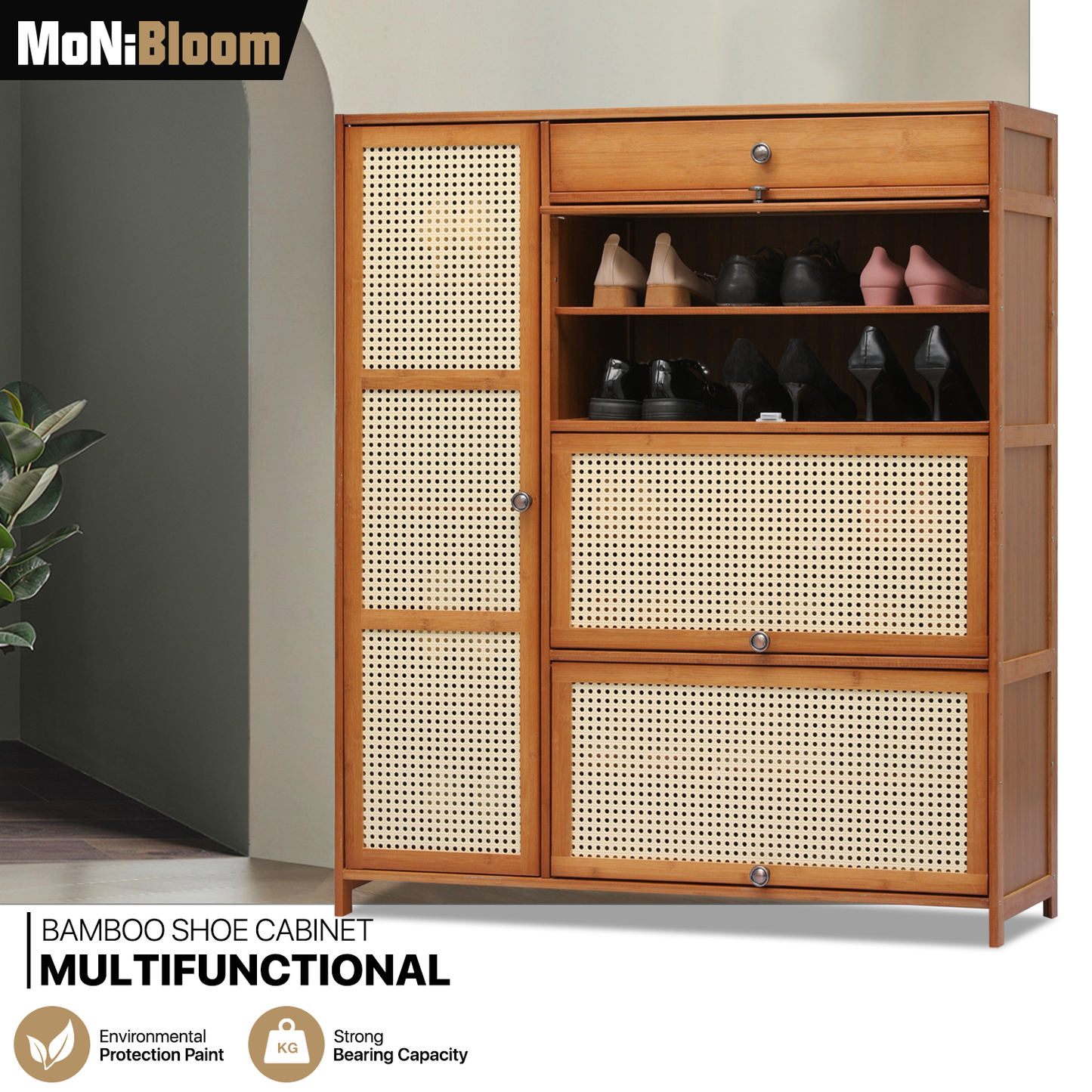 40" Shoe Storage - 8 Tiers 4 door - Brown