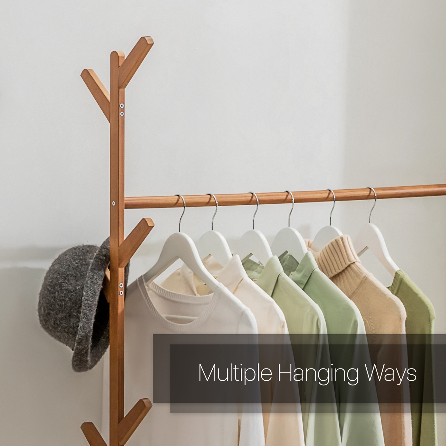 Sliding Garment Clothes Rack - Unequal Top - Brown
