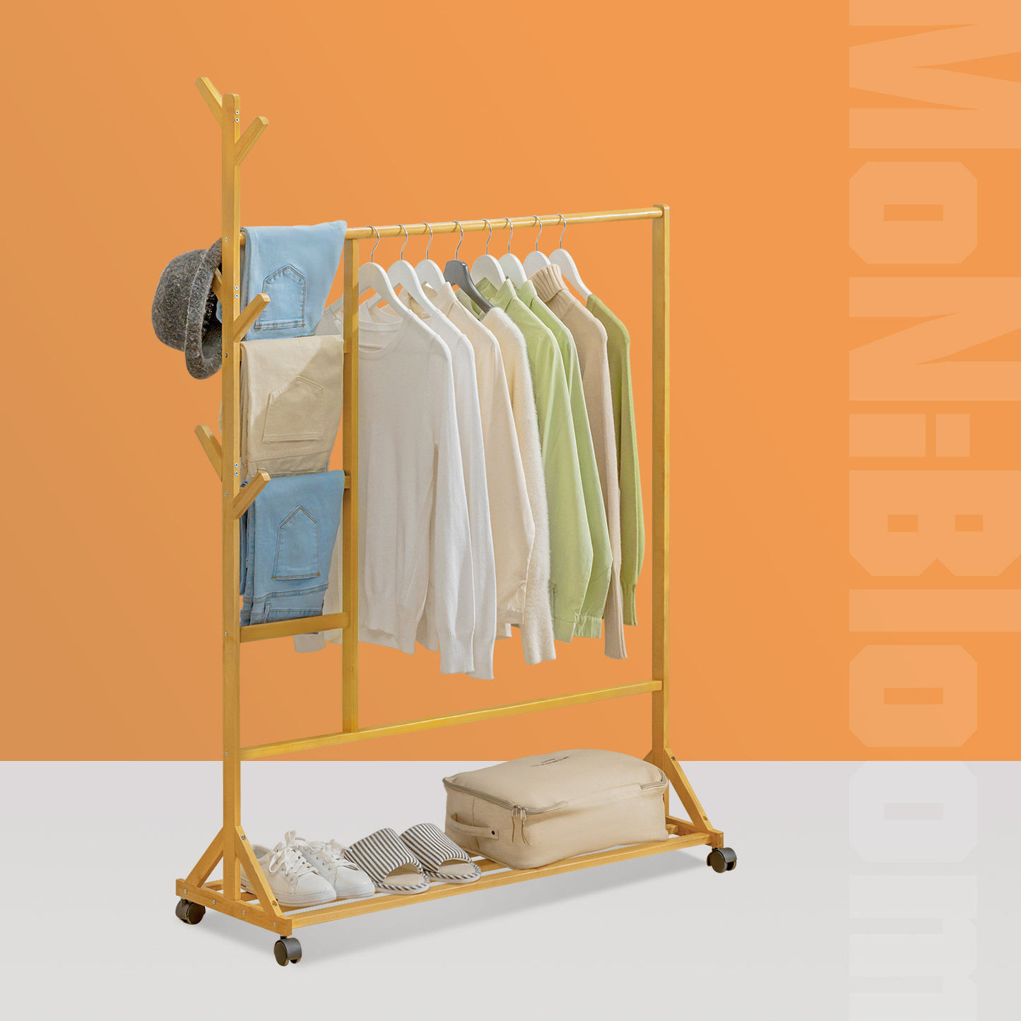 Sliding Garment Clothes Rack - with Pants Rack - Unequal Top