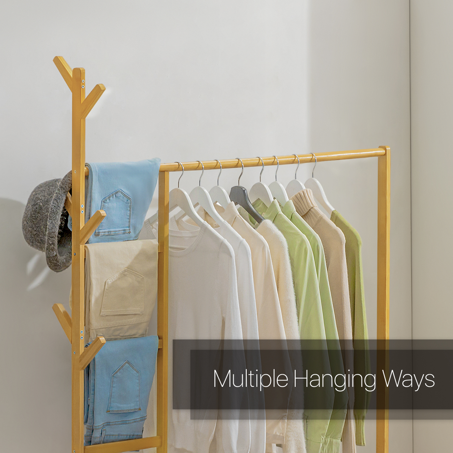 Sliding Garment Clothes Rack - with Pants Rack - Unequal Top