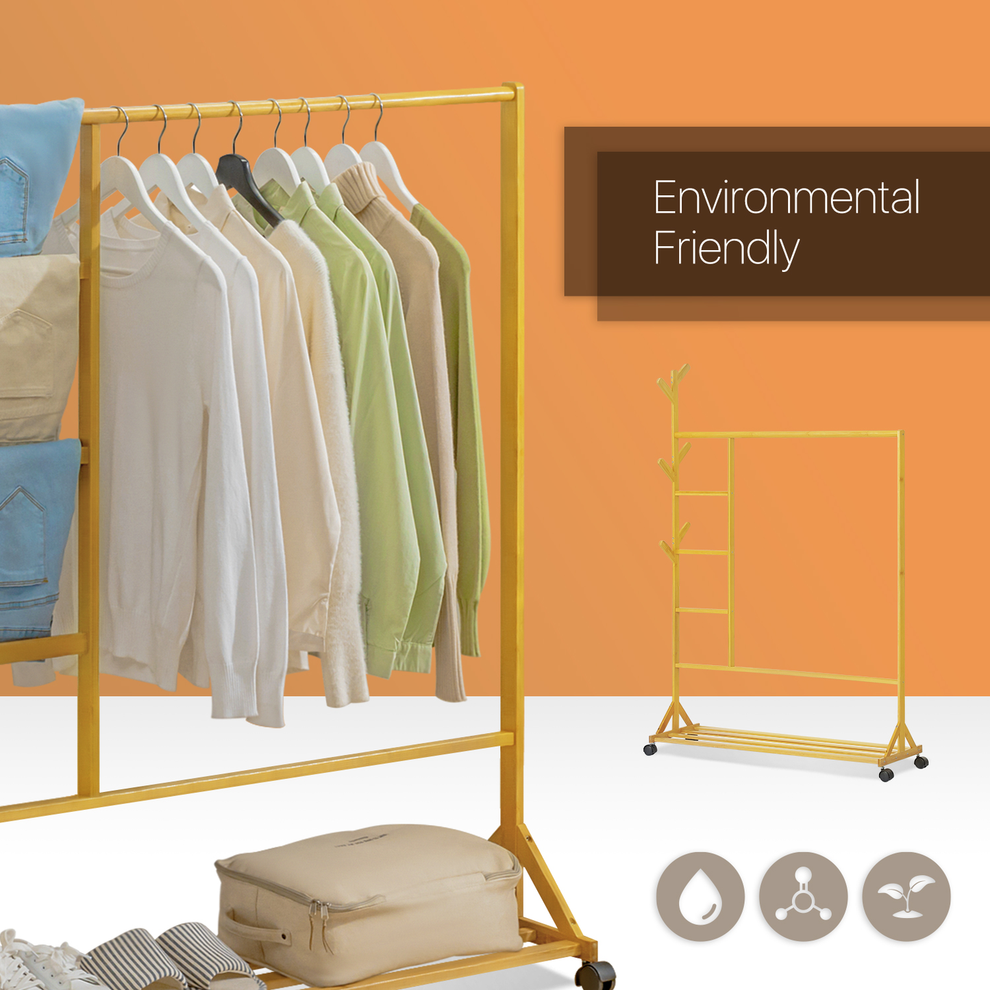 Sliding Garment Clothes Rack - with Pants Rack - Unequal Top