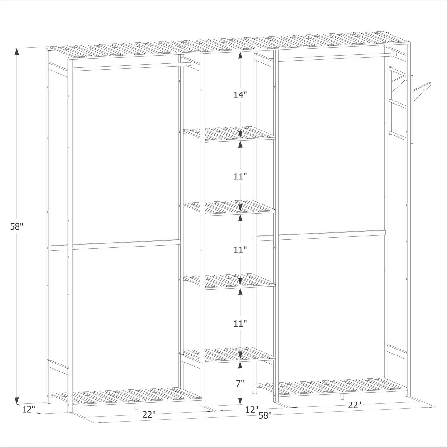 Garment Cabinet Clothes Organizer - Double Rack