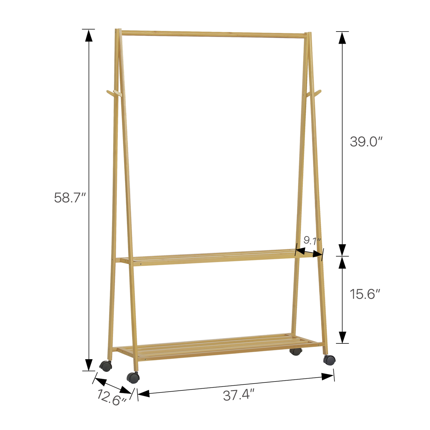 Sliding A-Frame Rack Clothes Organizer - Natural