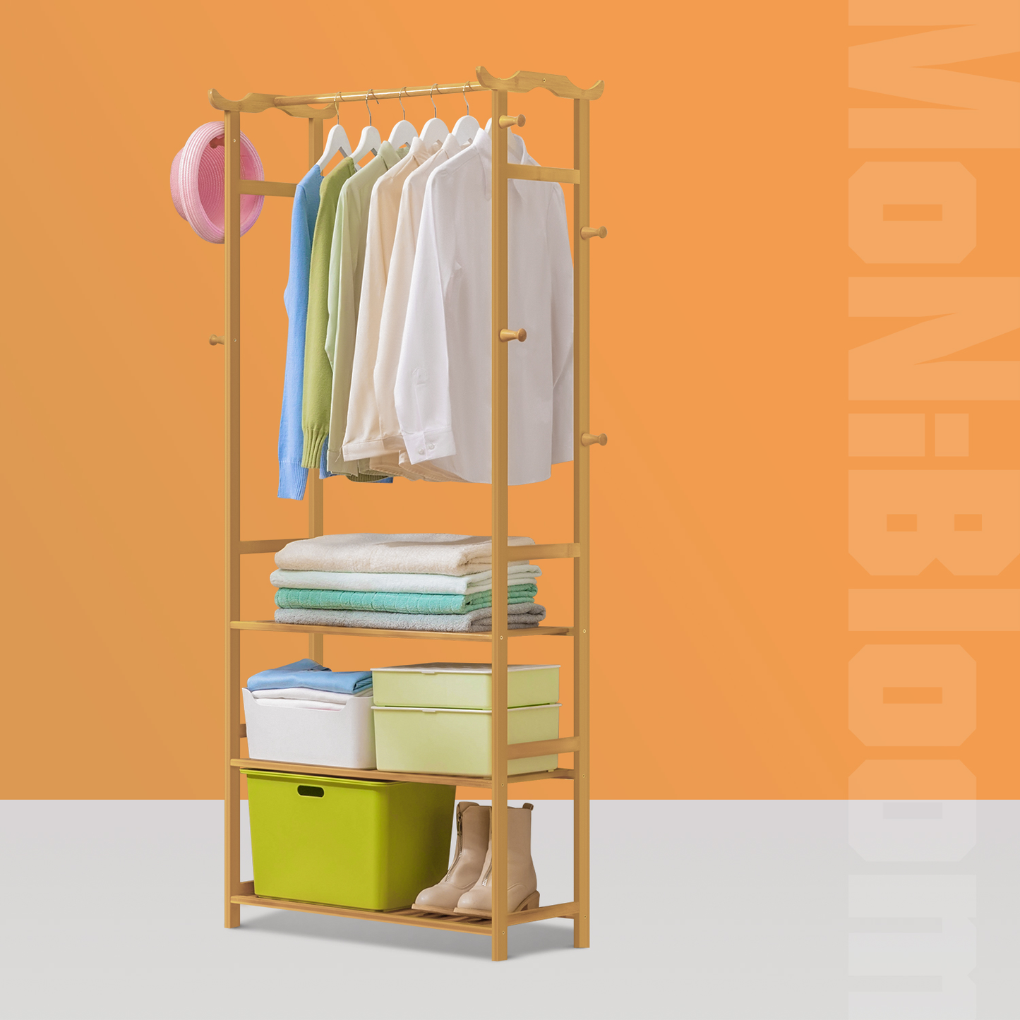 Garment Hanging Clothes Rack - 3 Tier Shelves