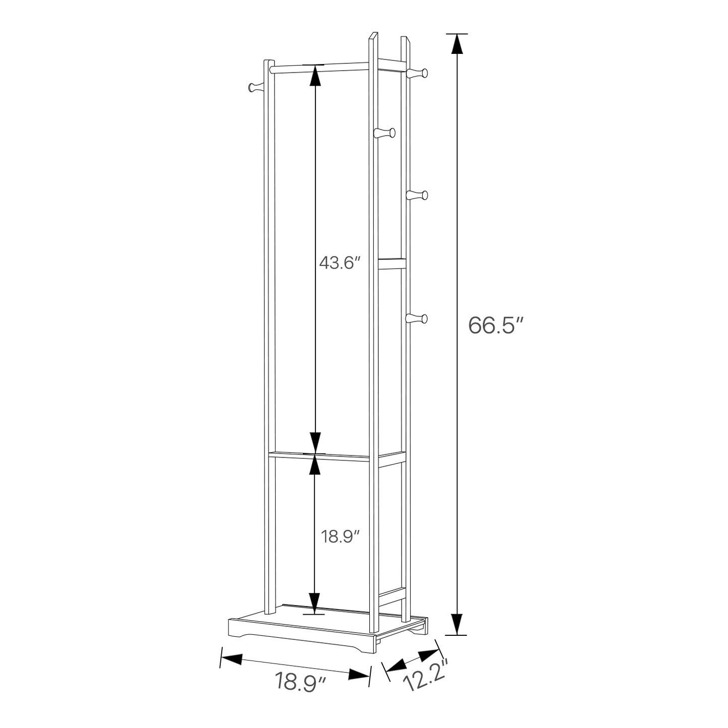 Garment Hanging Stand Rack - Single Shelf - Natural