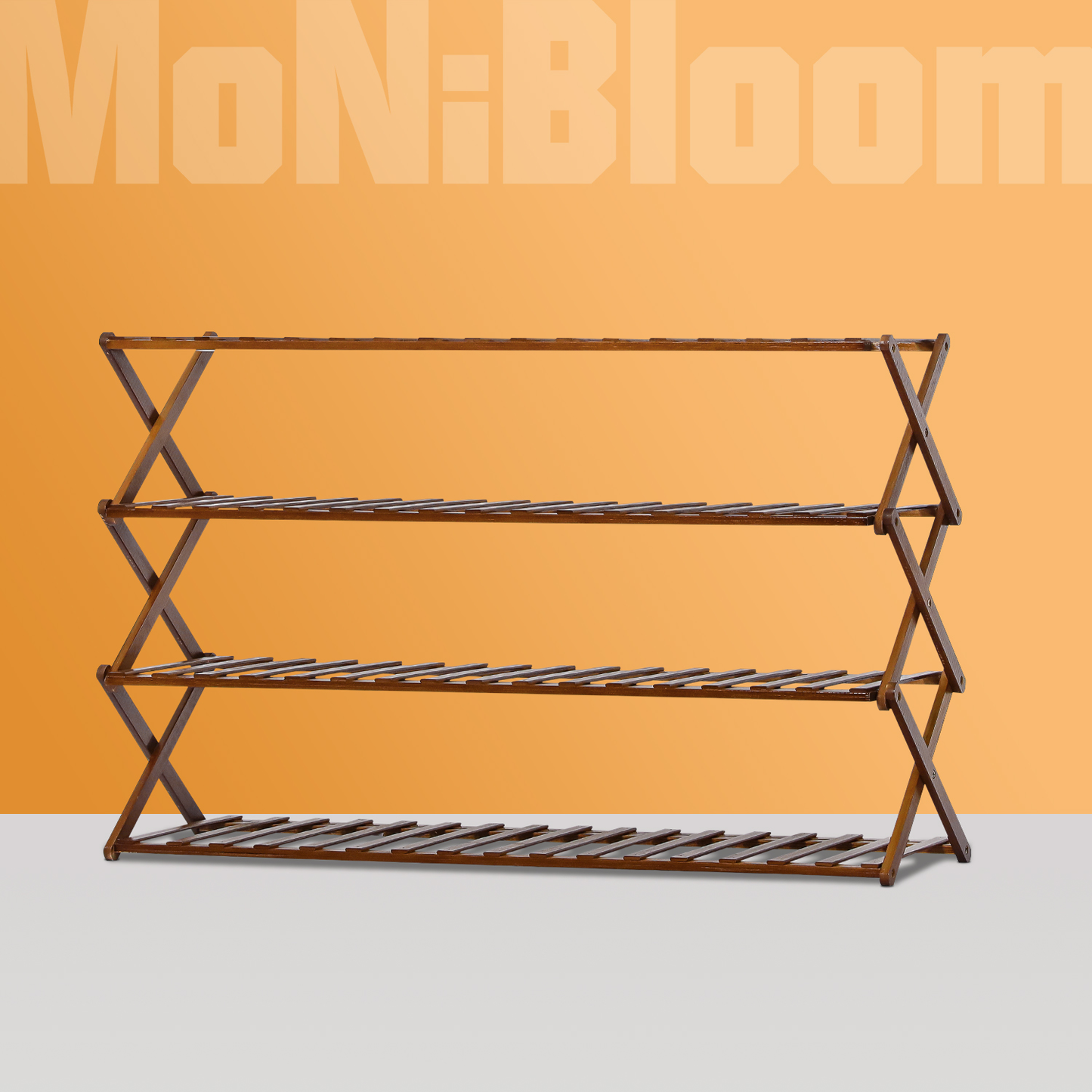 Foldable Multifunctional Shoe Rack Organizer - 4 Tier - Brown