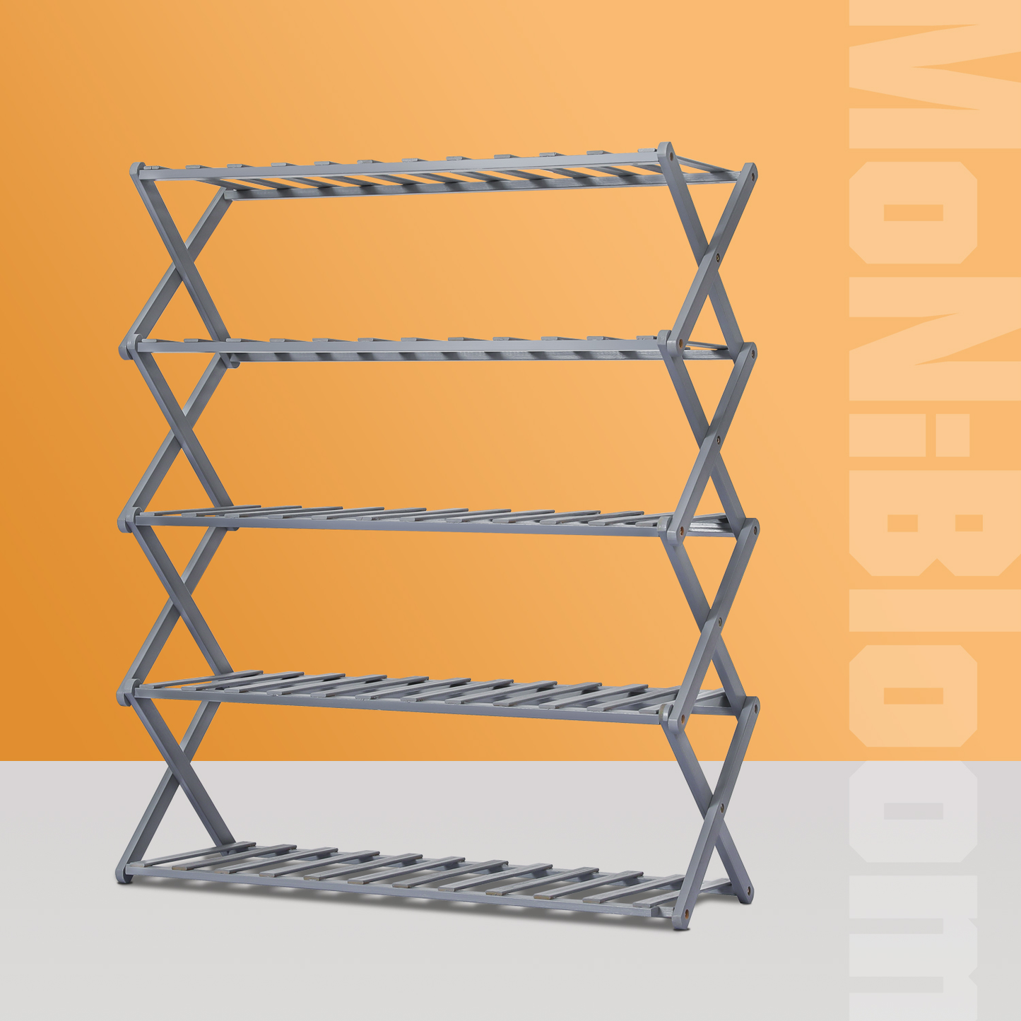 Foldable Multifunctional Shoe Rack Organizer - 5 Tier - Gray