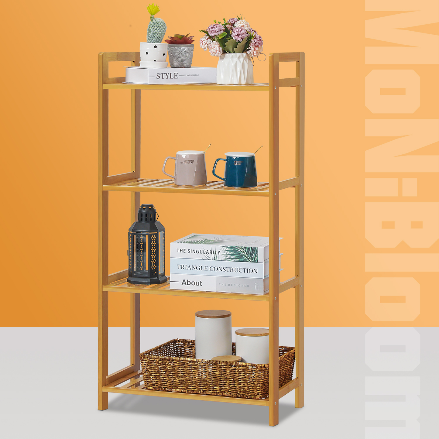 Adjustable Shoe Rack Entryway Shelf Organizer - 4 Tier - Natural