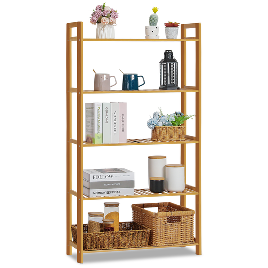 Adjustable Shoe Rack Entryway Shelf Organizer - 5 Tier - Natural