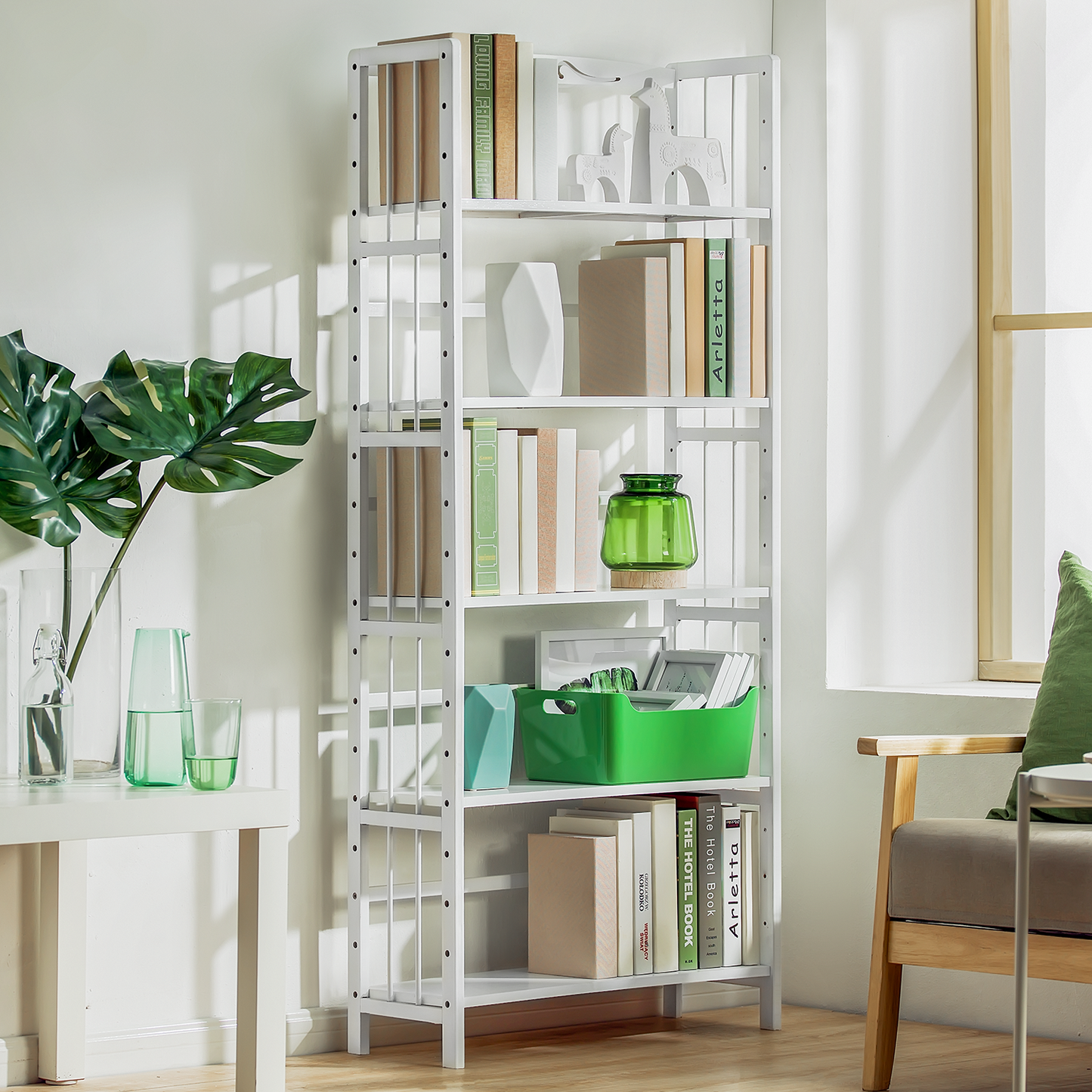 Adjustable Multi-Functional Shelving Organizer - 5 Tier - White