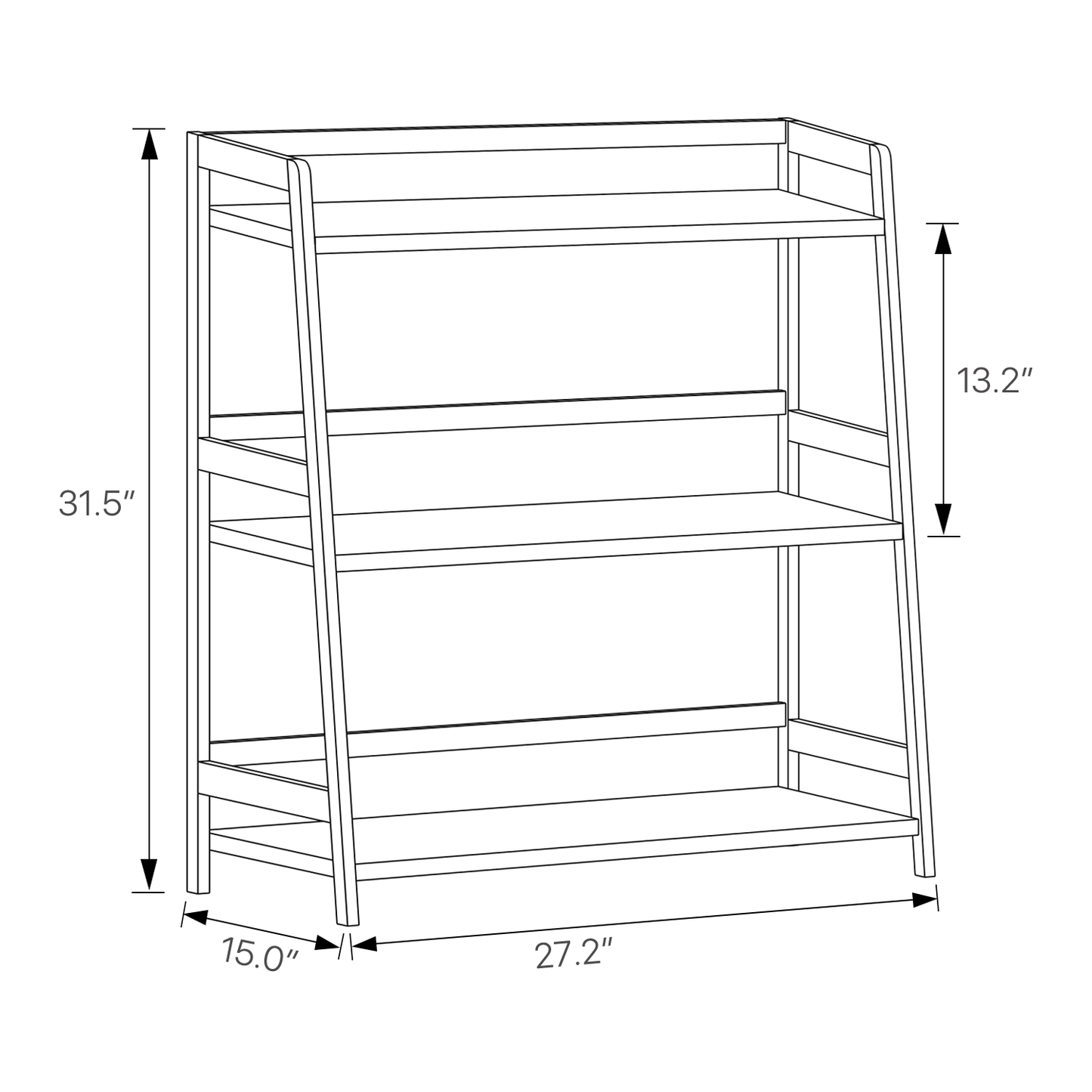 Adjustable Trapezoid Stand Alone Multi-Functional Shelf - 3 Tier - Natural