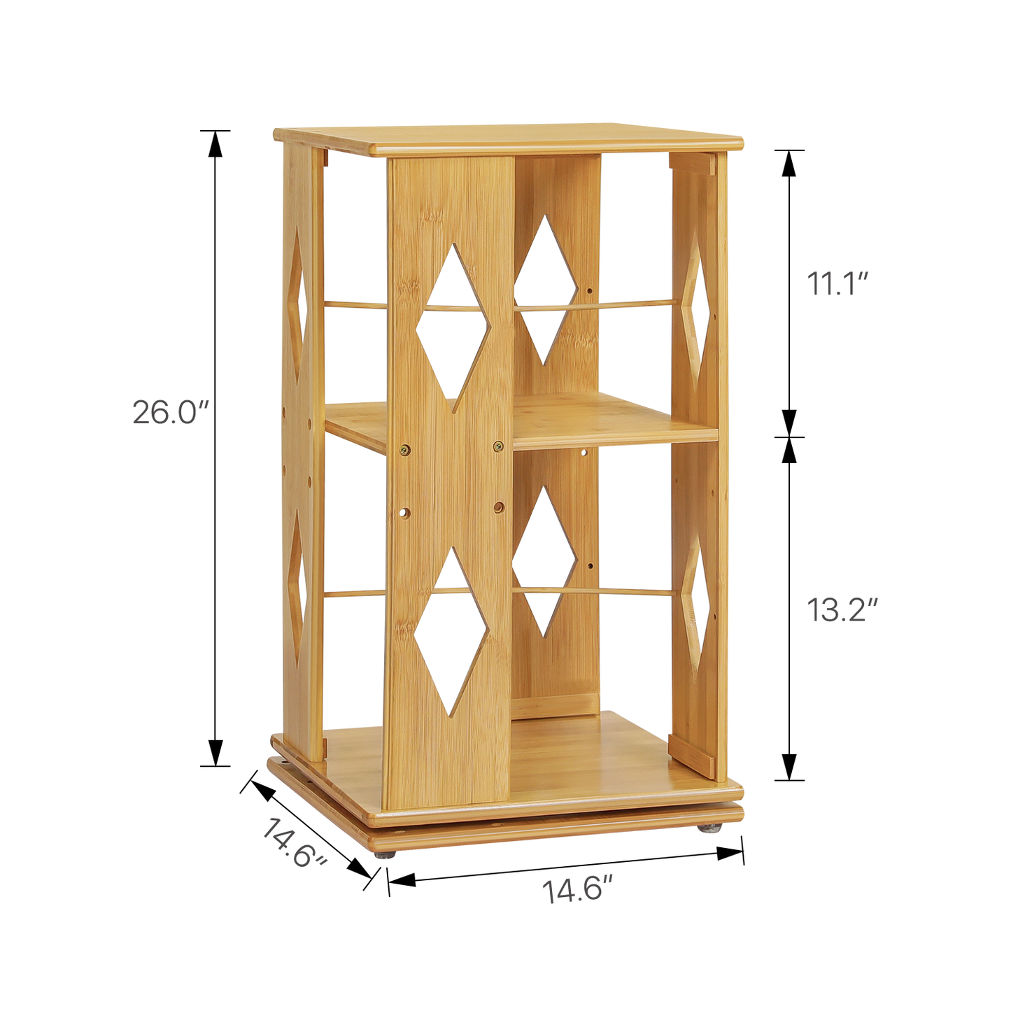 360° Swivel Bookshelf - Diamond Hollow Pattern - 15" - Natural