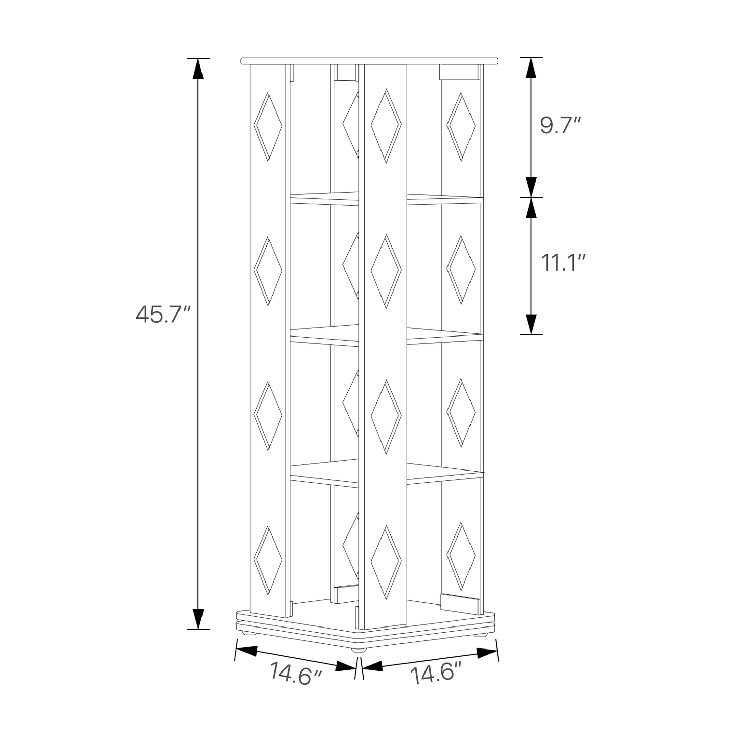 360° Swivel Bookshelf - Diamond Hollow Pattern - 15" - Natural