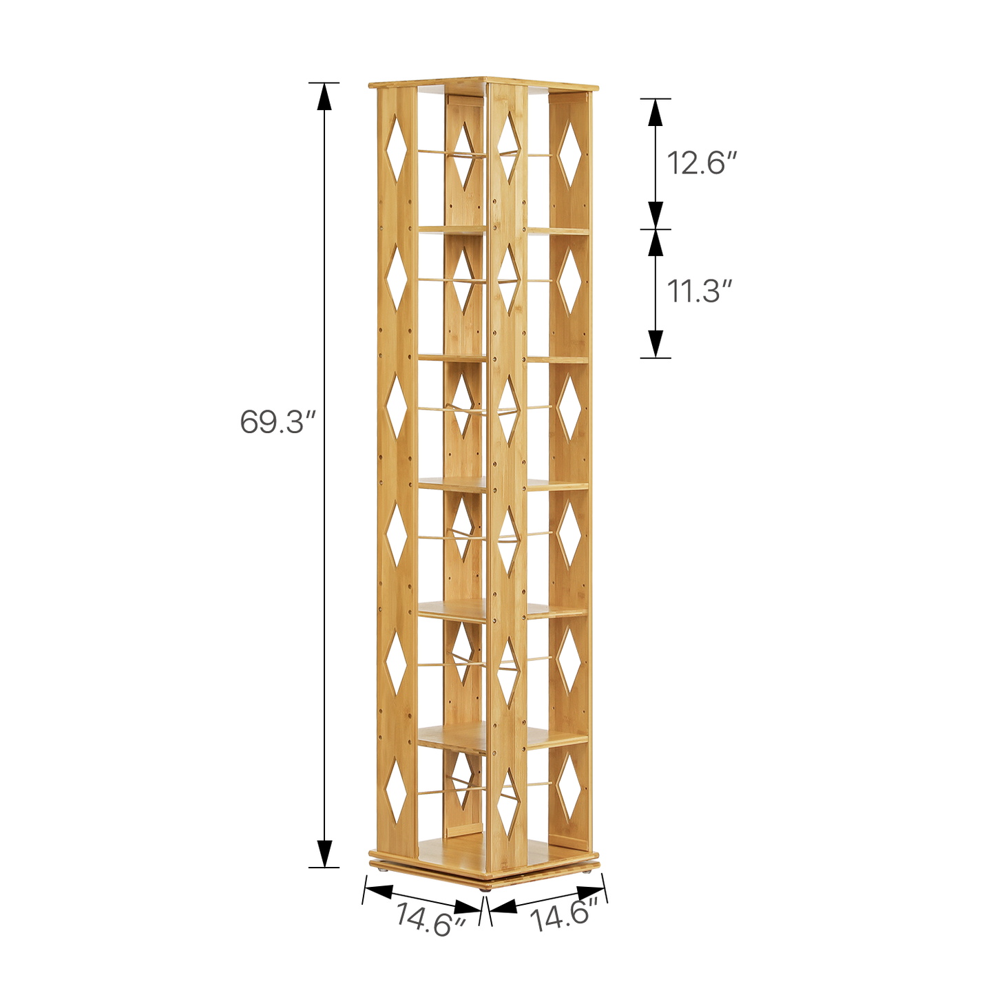 360° Swivel Bookshelf - Diamond Hollow Pattern - 15" - Natural