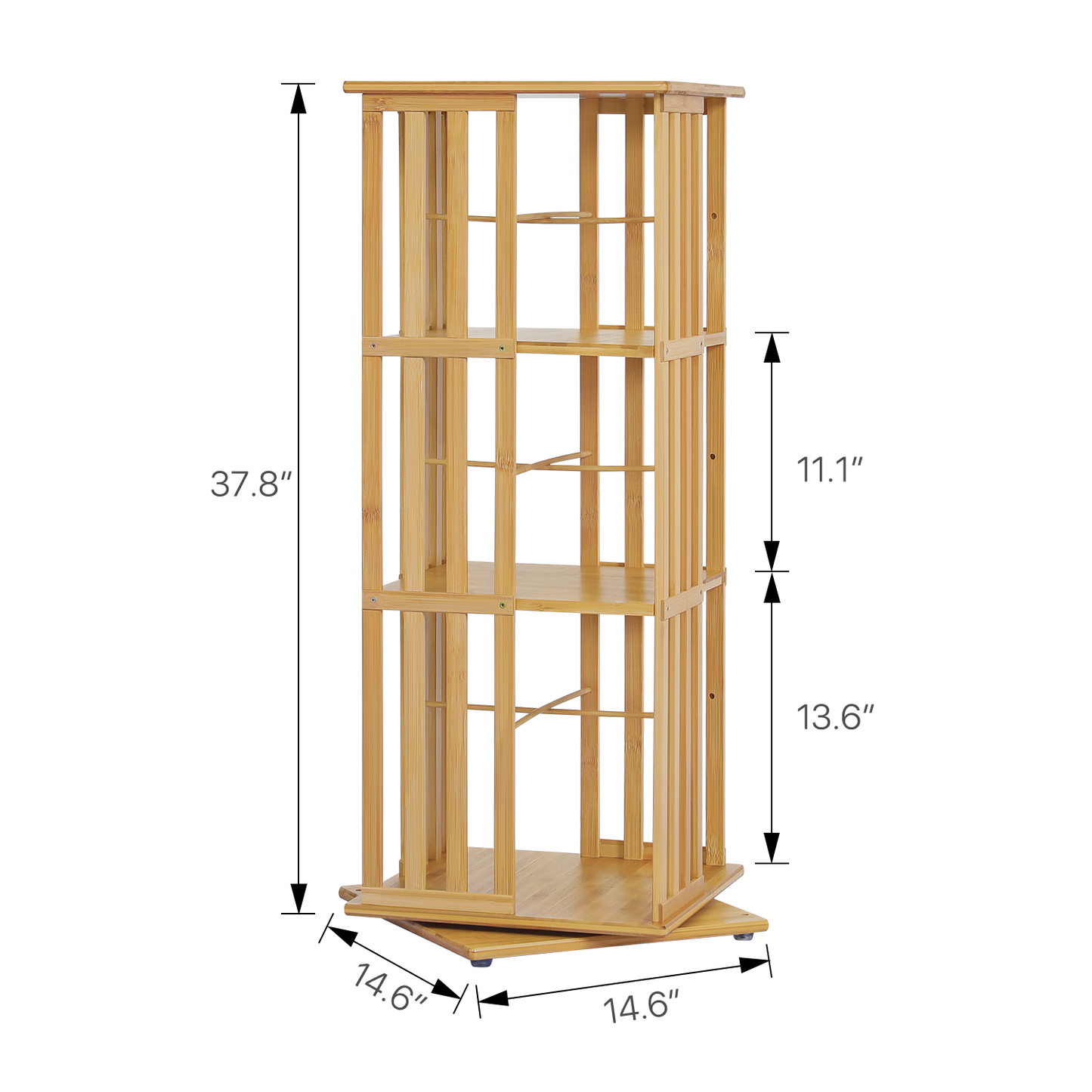 360°Swivel Bookshelf - Vertical Fence Pattern - 15" - Natural