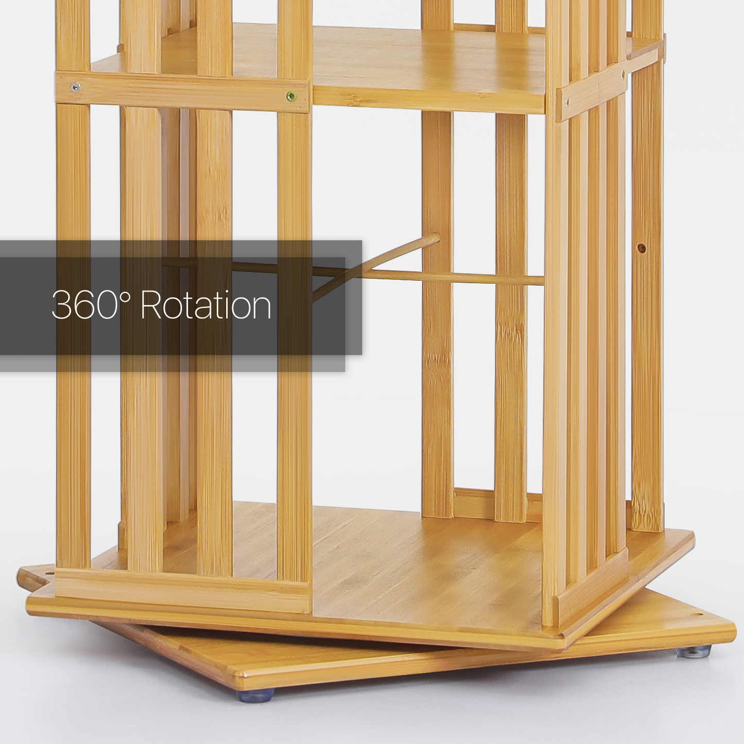 360°Swivel Bookshelf - Vertical Fence Pattern - 15" - Natural