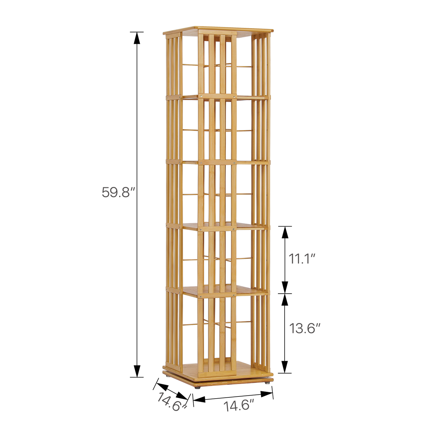 360°Swivel Bookshelf - Vertical Fence Pattern - 15" - Natural