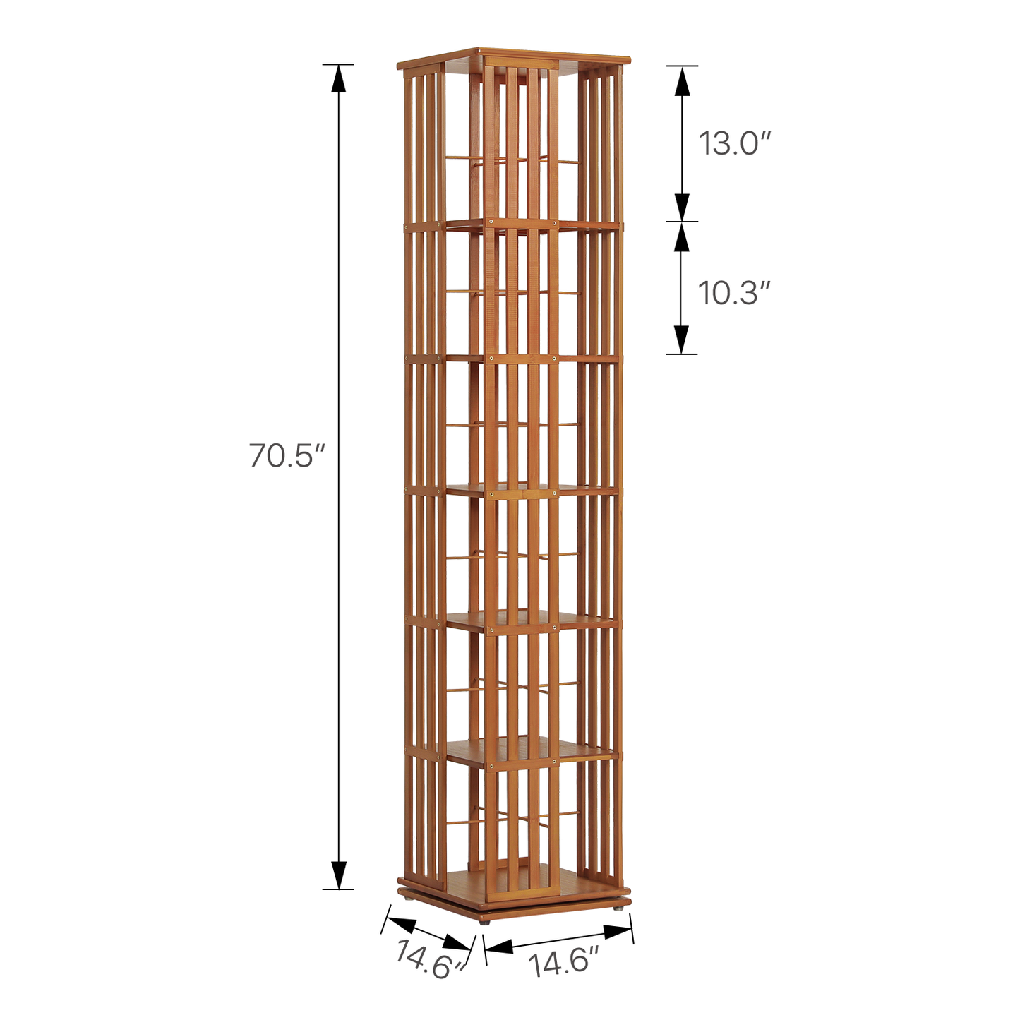 360°Swivel Bookshelf - Vertical Fence Pattern - 15" - Brown