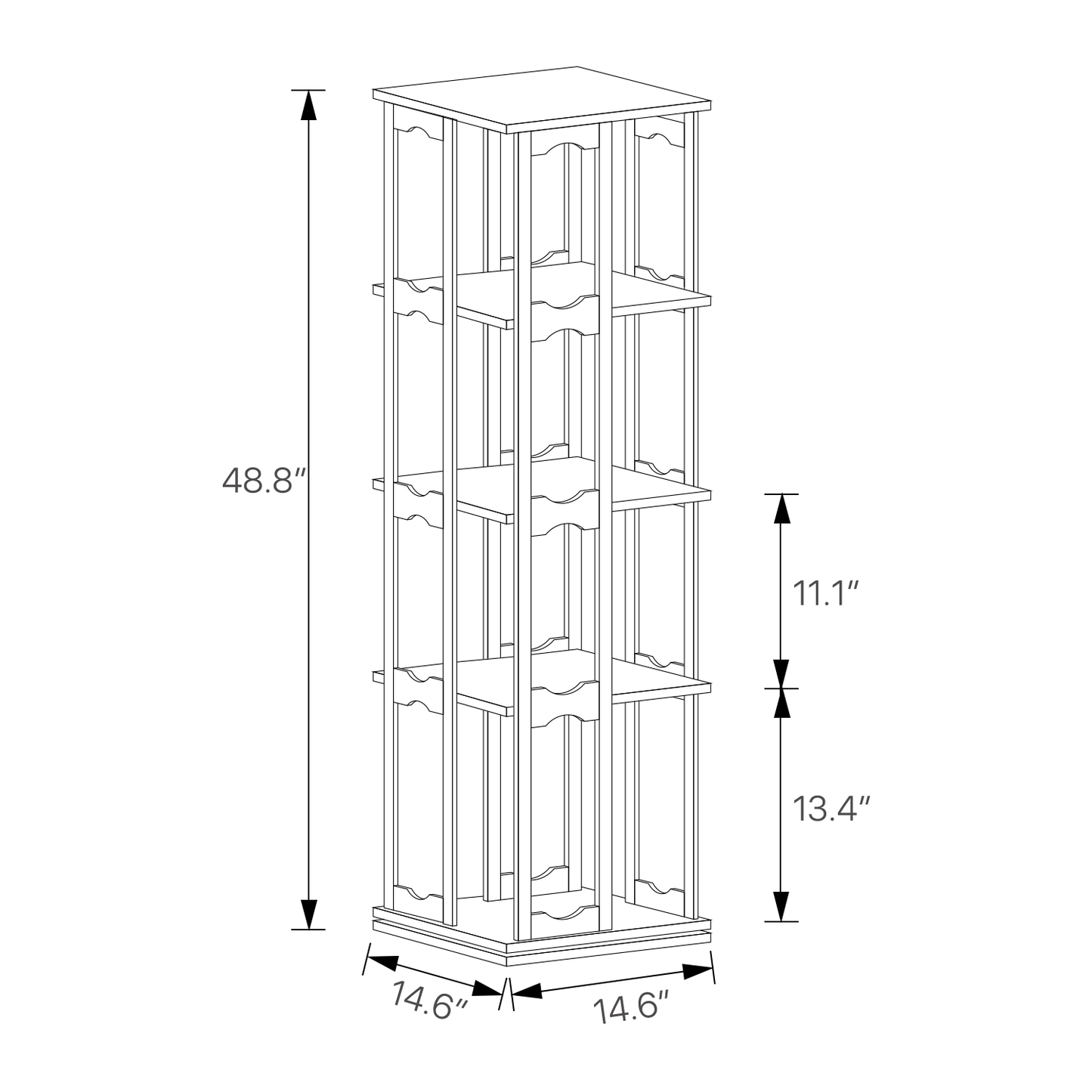 360°Swivel Bookshelf - Semi-Hollow Pattern - 15" - Natural