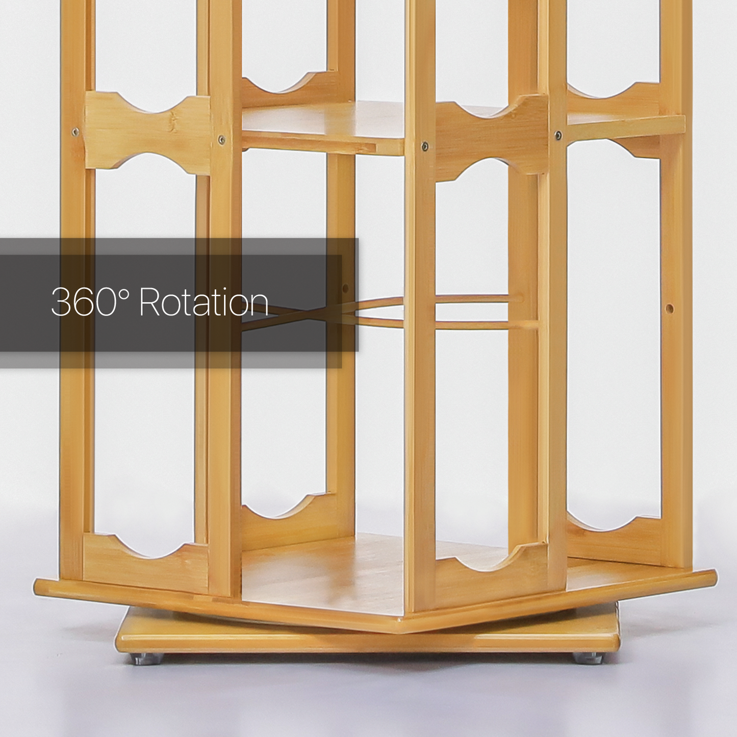 360°Swivel Bookshelf - Semi-Hollow Pattern - 15" - Natural
