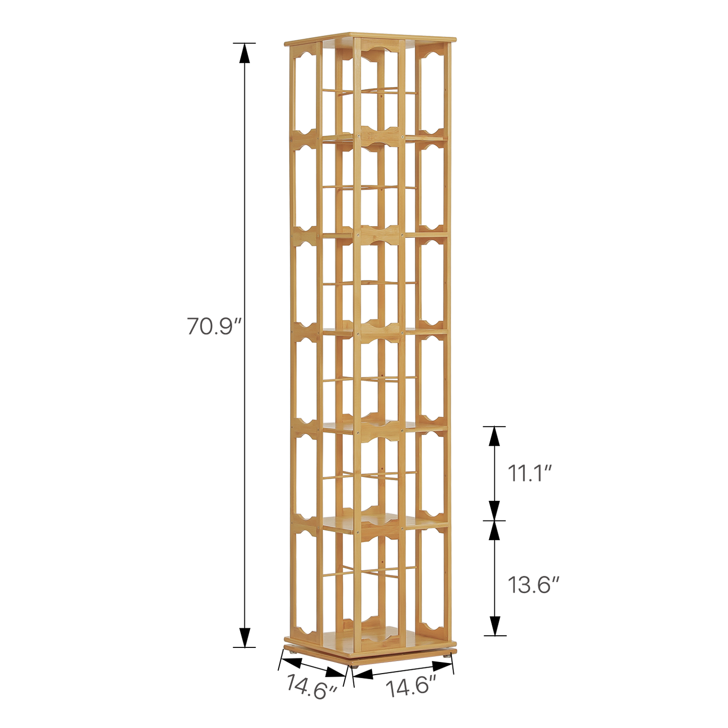360°Swivel Bookshelf - Semi-Hollow Pattern - 15" - Natural