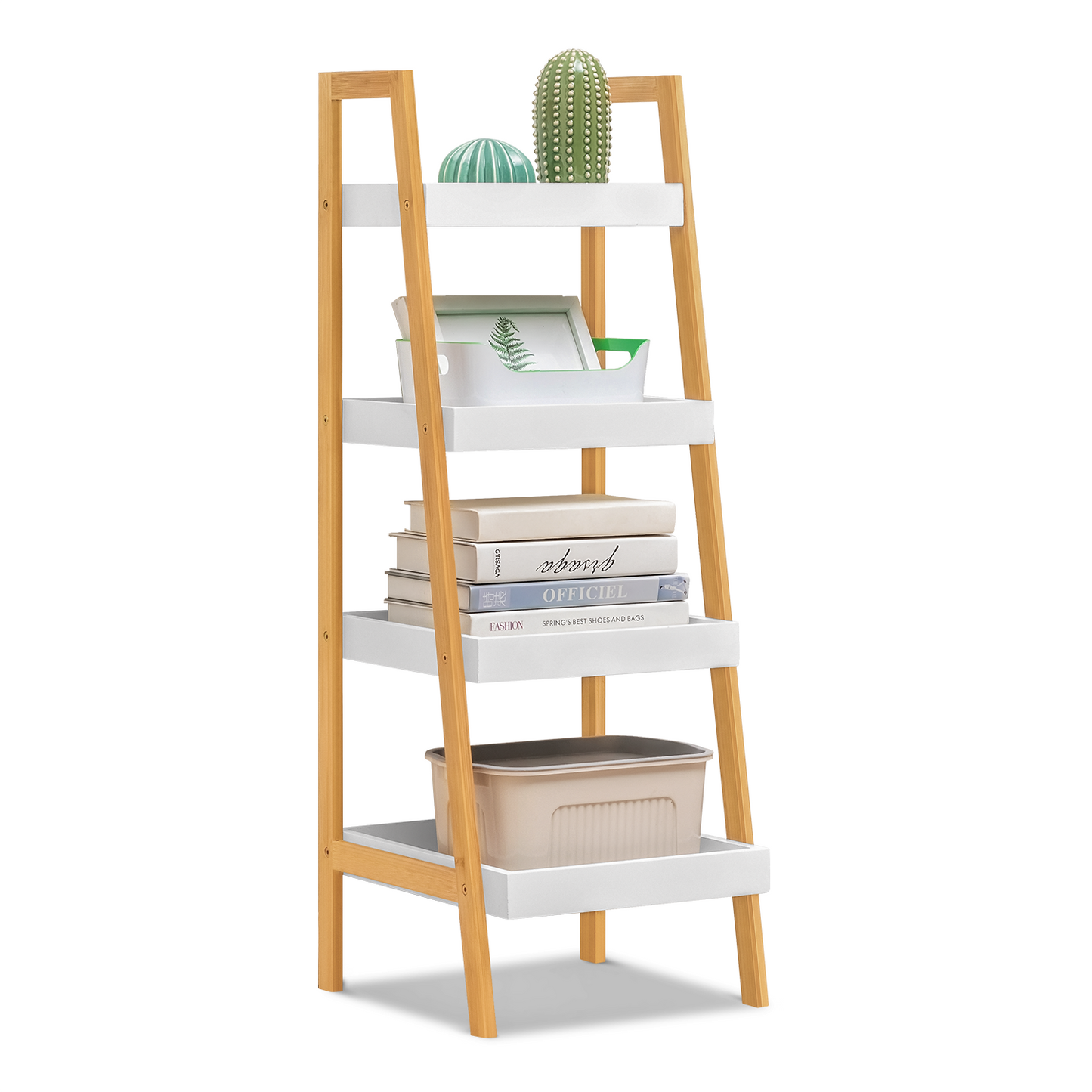 Simplified trapezoid Multi-Functional Shelving Organizer - 14" - Natural Frame/White Shelf