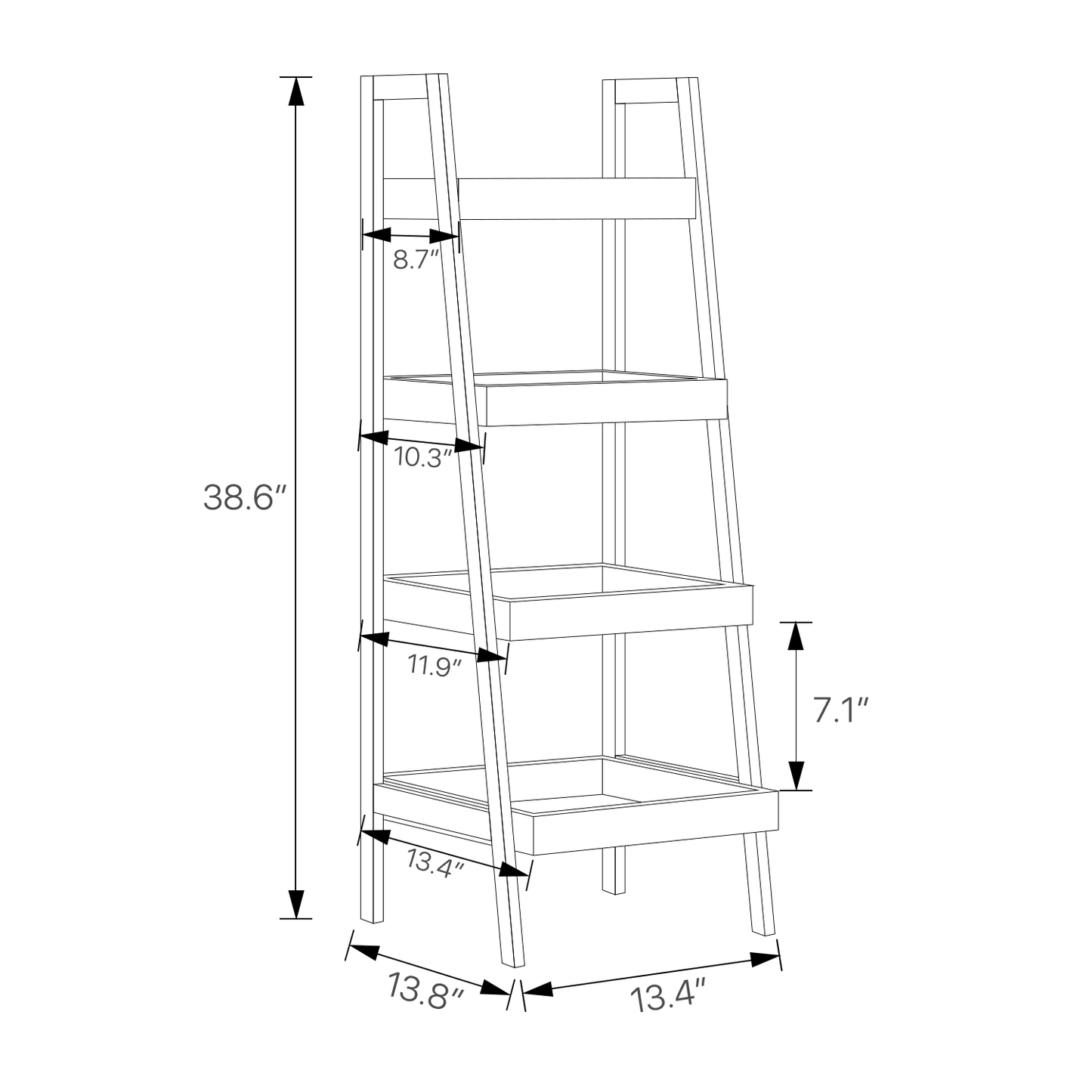 Simplified trapezoid Multi-Functional Shelving Organizer - 14" - Natural Frame/White Shelf