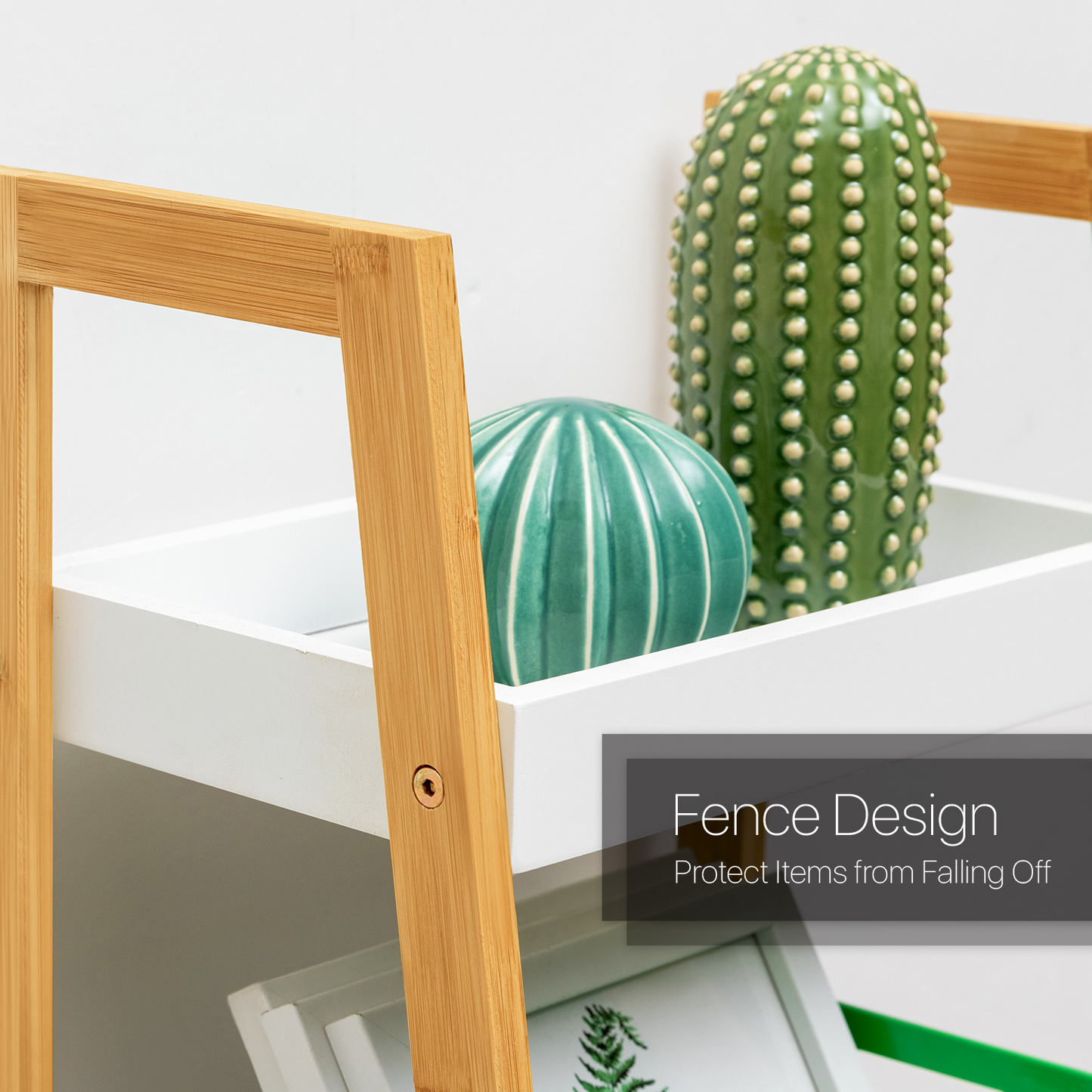 Simplified trapezoid Multi-Functional Shelving Organizer - 14" - Natural Frame/White Shelf